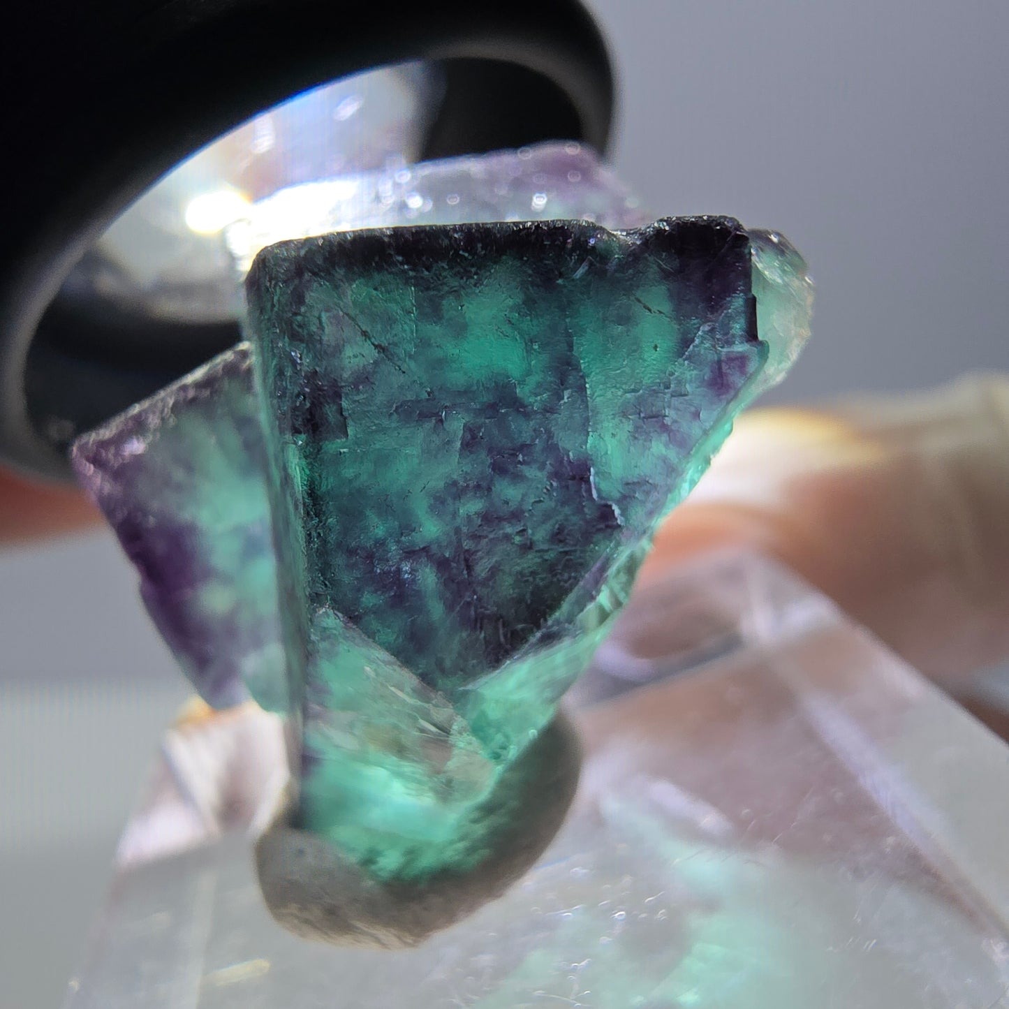 Phantom Fluorit Würfel Stufe, parkettiert grün lila Okorusu, Namibia 25*21*20mm