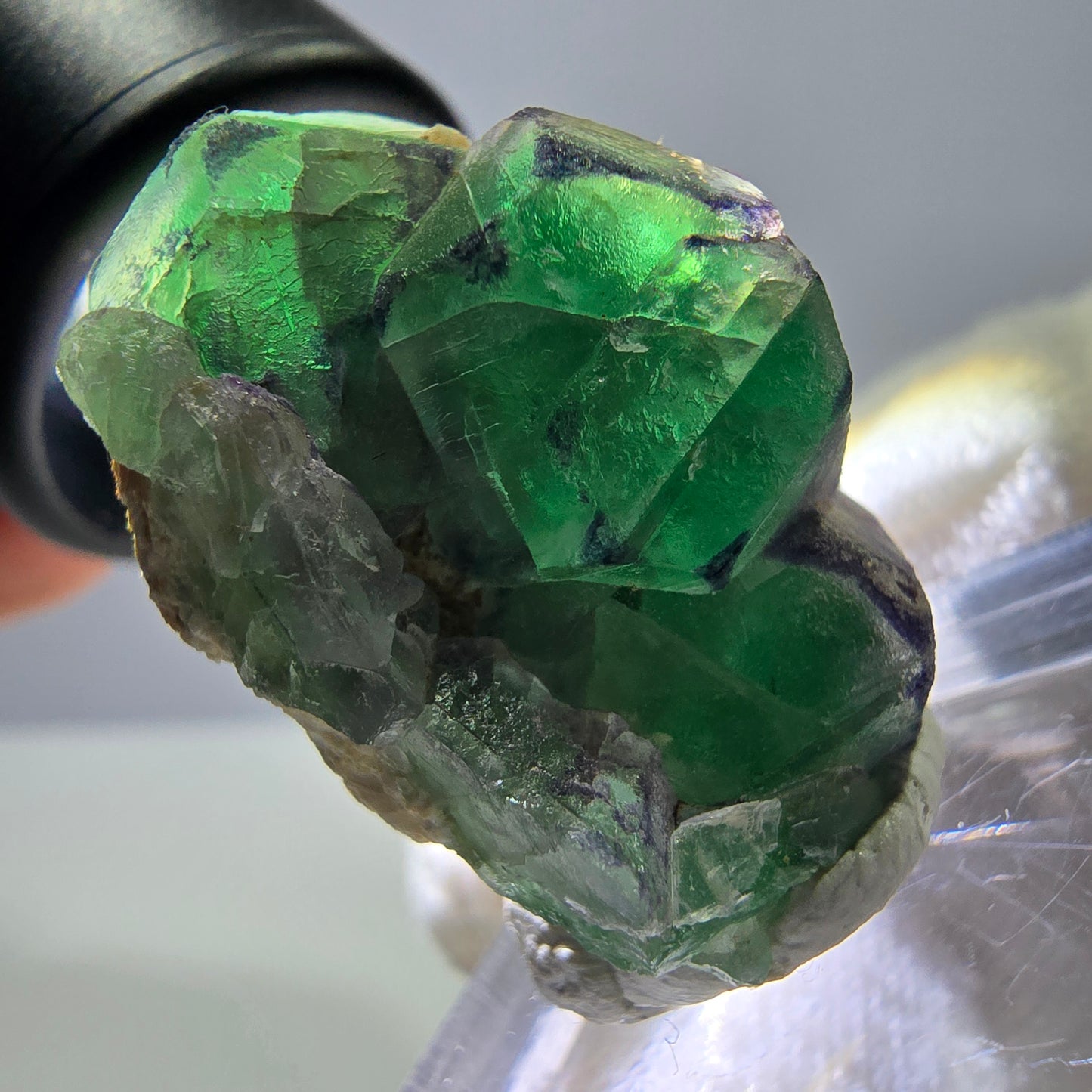 Cube de fluorite fantôme zonal, spécimen d'orthose, Erongo, Namibie, 31 x 23 x 19 mm
