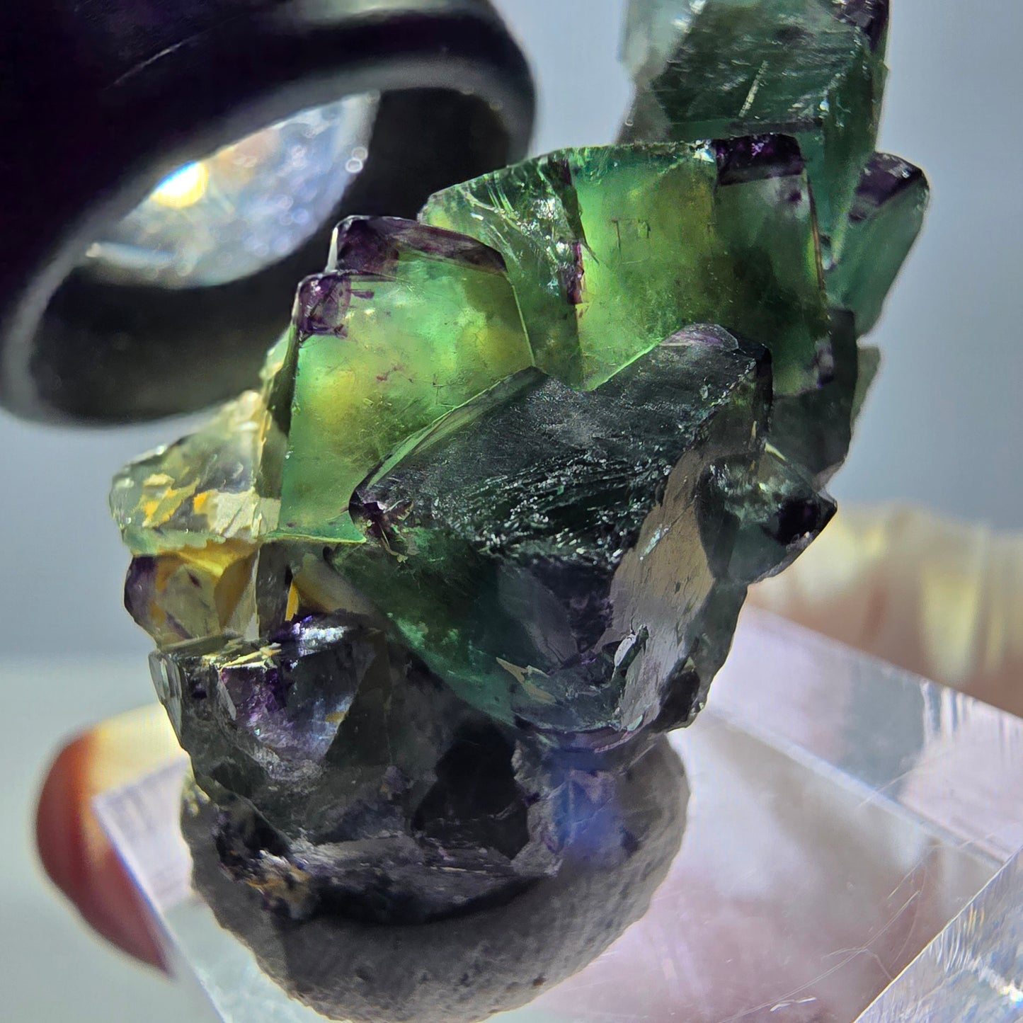 Phantom Fluorit Würfel Stufe, grün lila Okorusu, Namibia 39*18*12mm