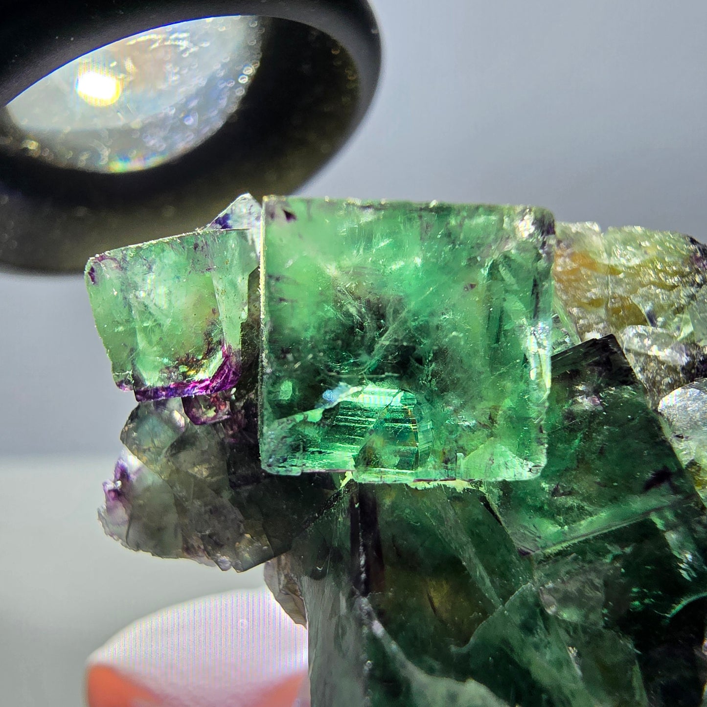 Seltene Fluorit Würfel Stufe, grün lila Okorusu, Namibia 44*35*18mm