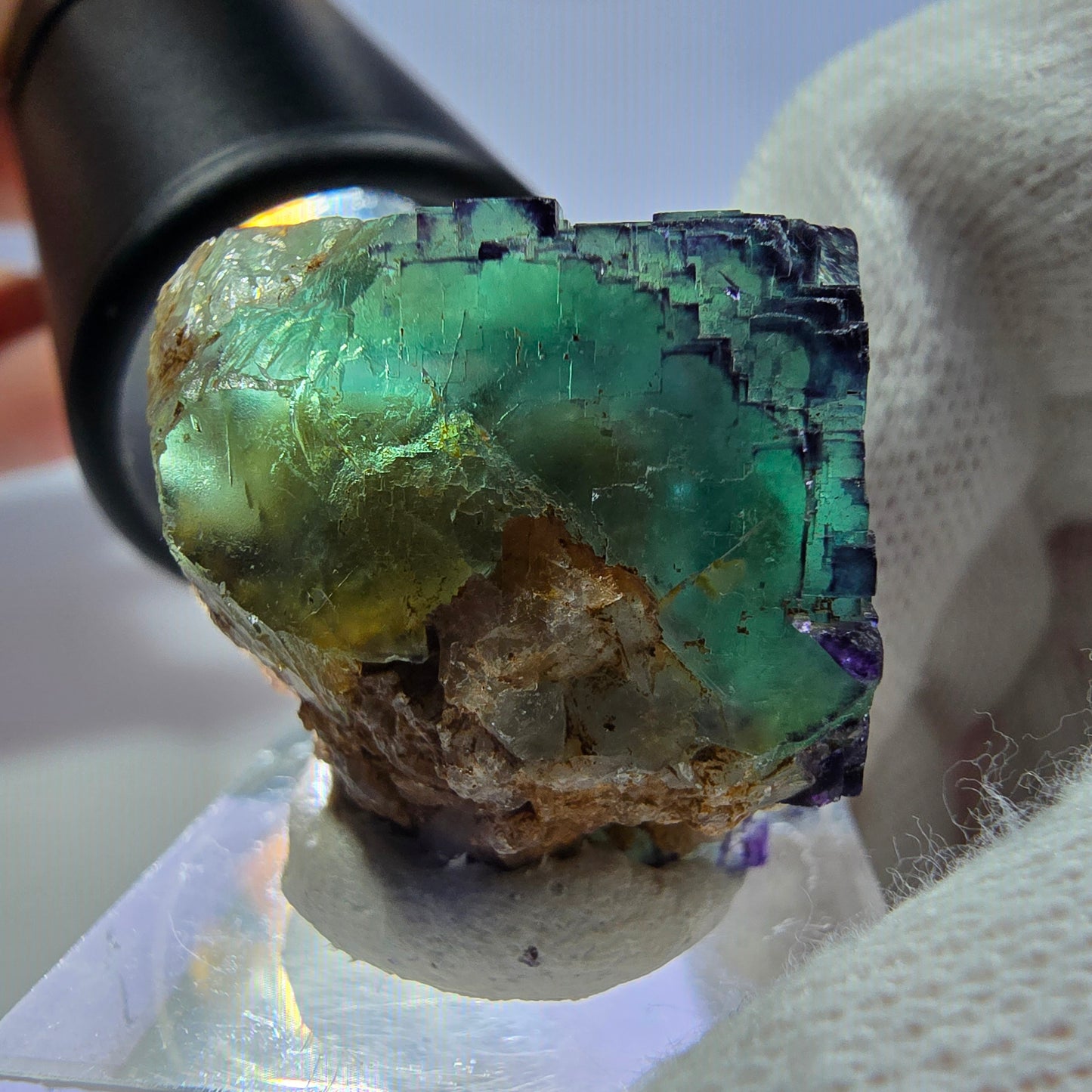 Phantom Fluorit Würfel Stufe parkettiert zonal Okorusu, Namibia 30*24*22mm