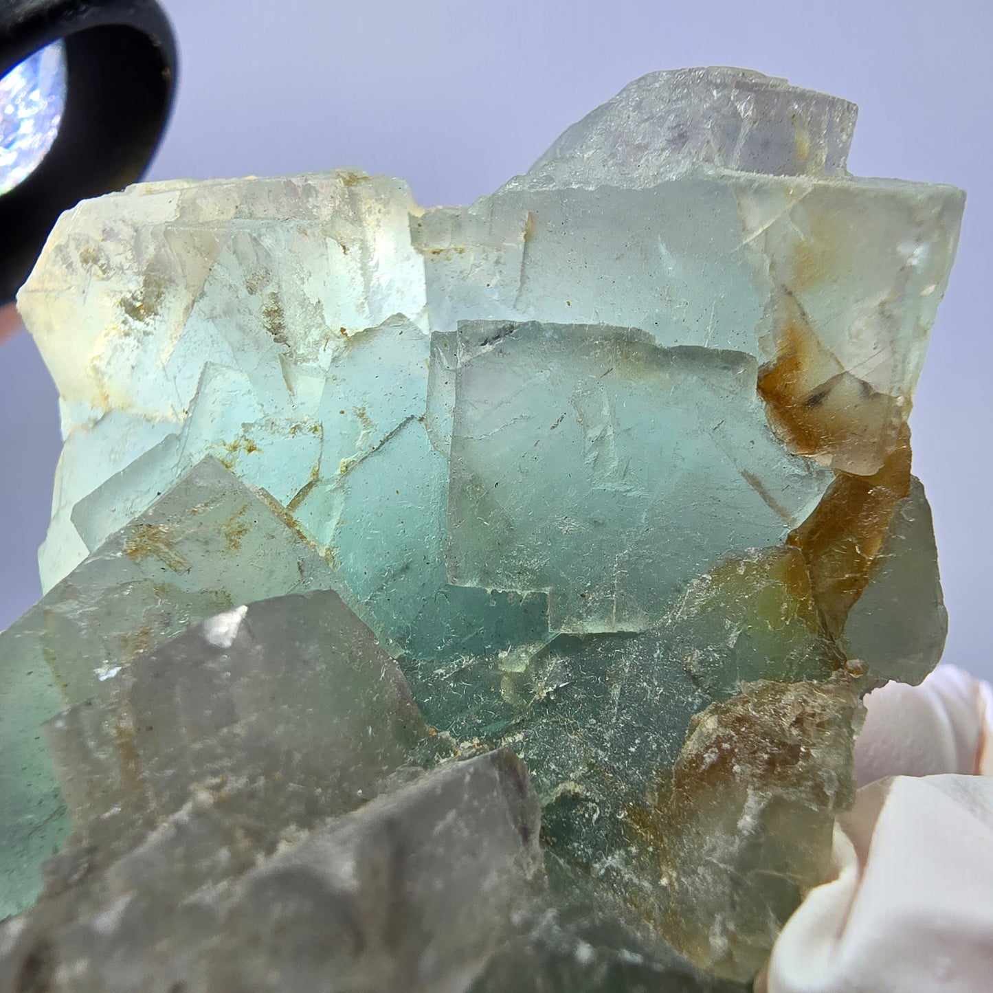 Rare spécimen de cube de fluorite fantôme, vert et blanc, Okorusu, Namibie, 61 x 51 x 34 mm