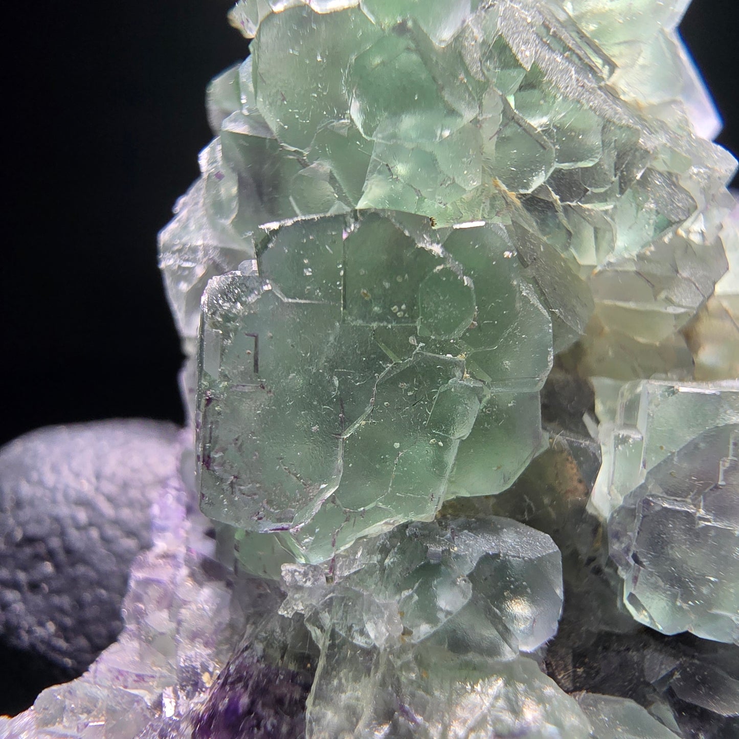 Rare zonar fluorite vert violet Schörl tourmaline spécimen Erongo Namibie 60*41*20mm