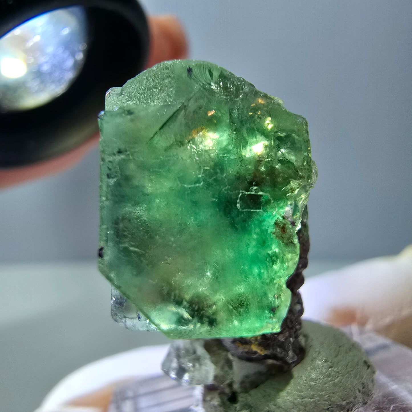 Phantom Fluorit Würfel Stufe, grün parkettiert Okorusu, Namibia 27*21*15mm