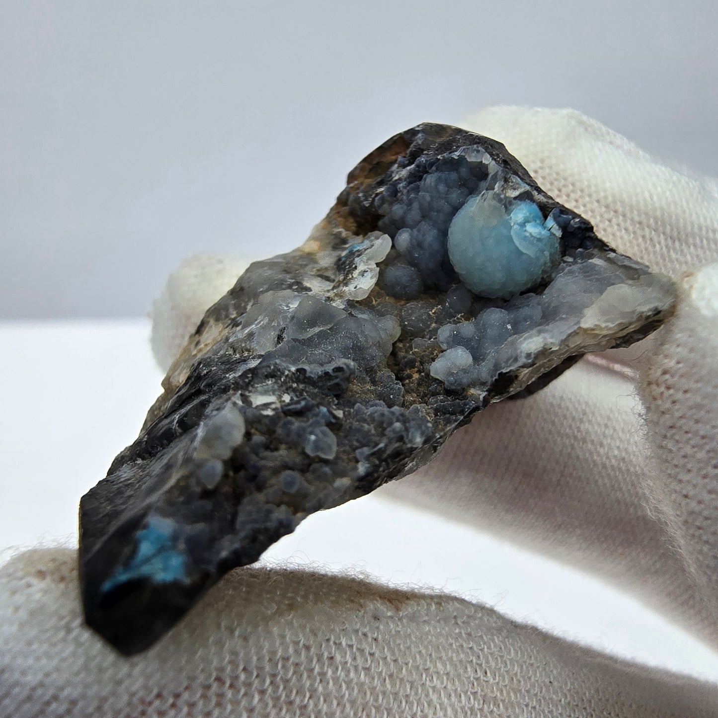Rare Shattuckite specimen with ball crystals blue Kaokoveld, Namibia 42*22*19mm