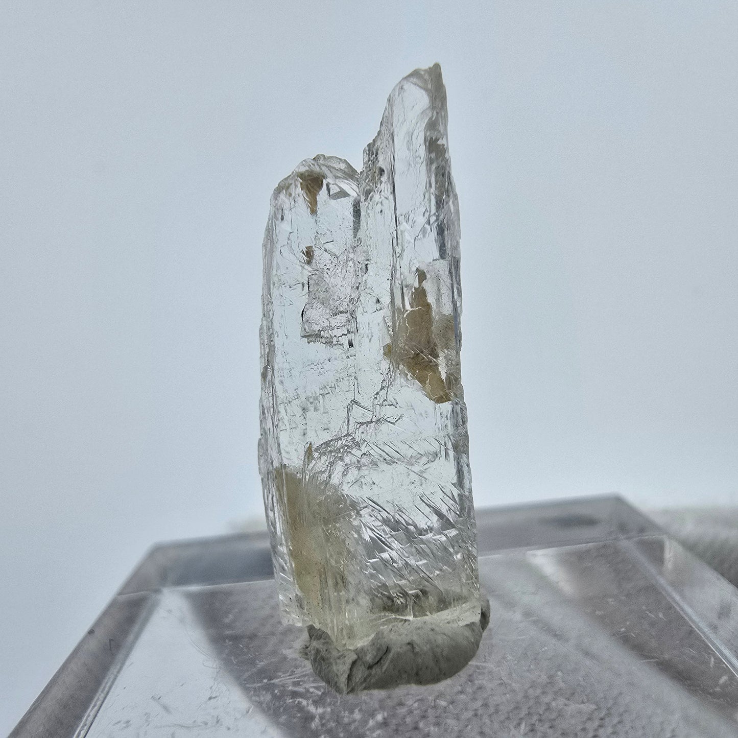 Seltener Kunzit X Spodumen Kristall weiß UV Mineral 22*8*4mm aus Brasilien