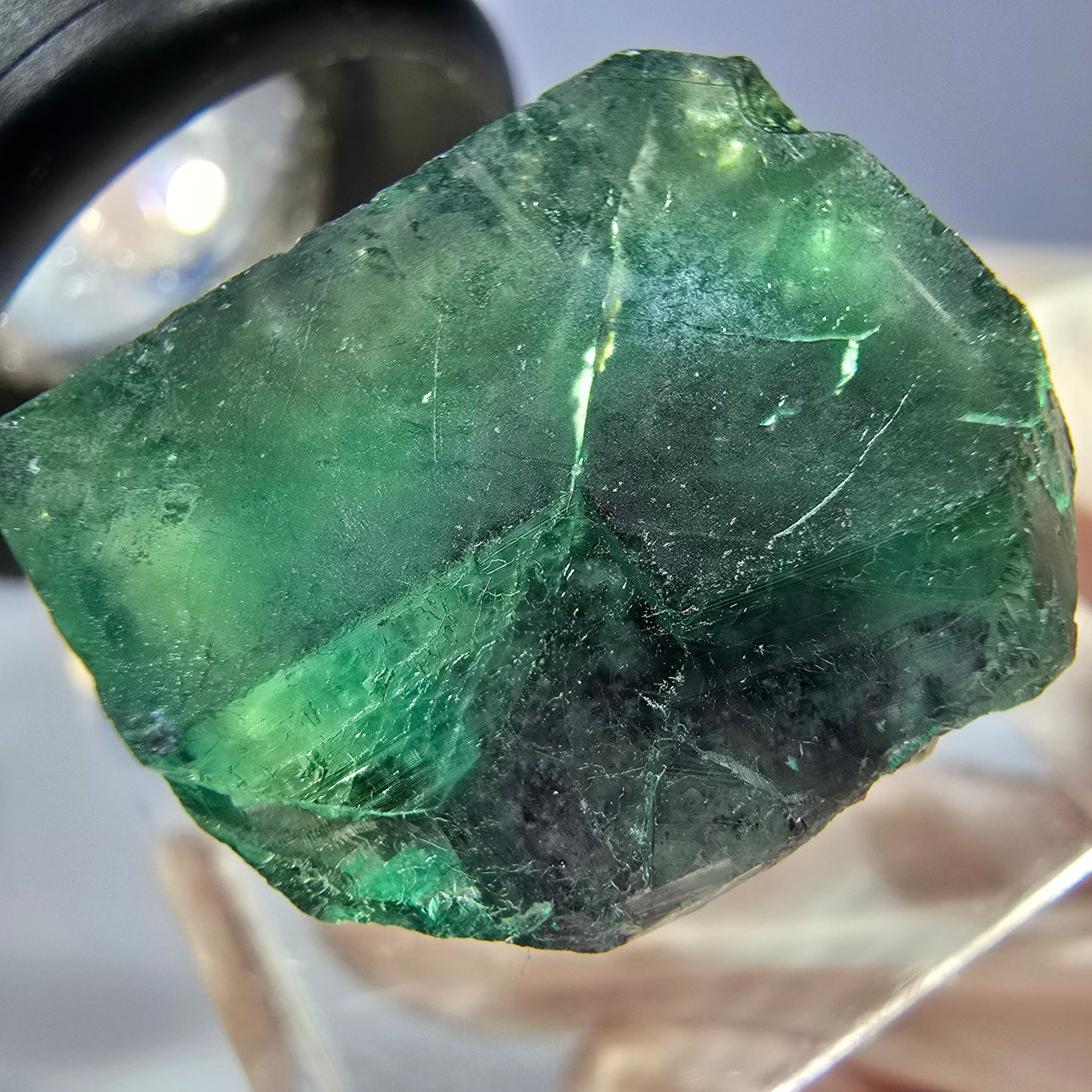 Klarer Phantom Fluorit Würfel parkettiert, grün Okorusu, Namibia 21*17*16mm
