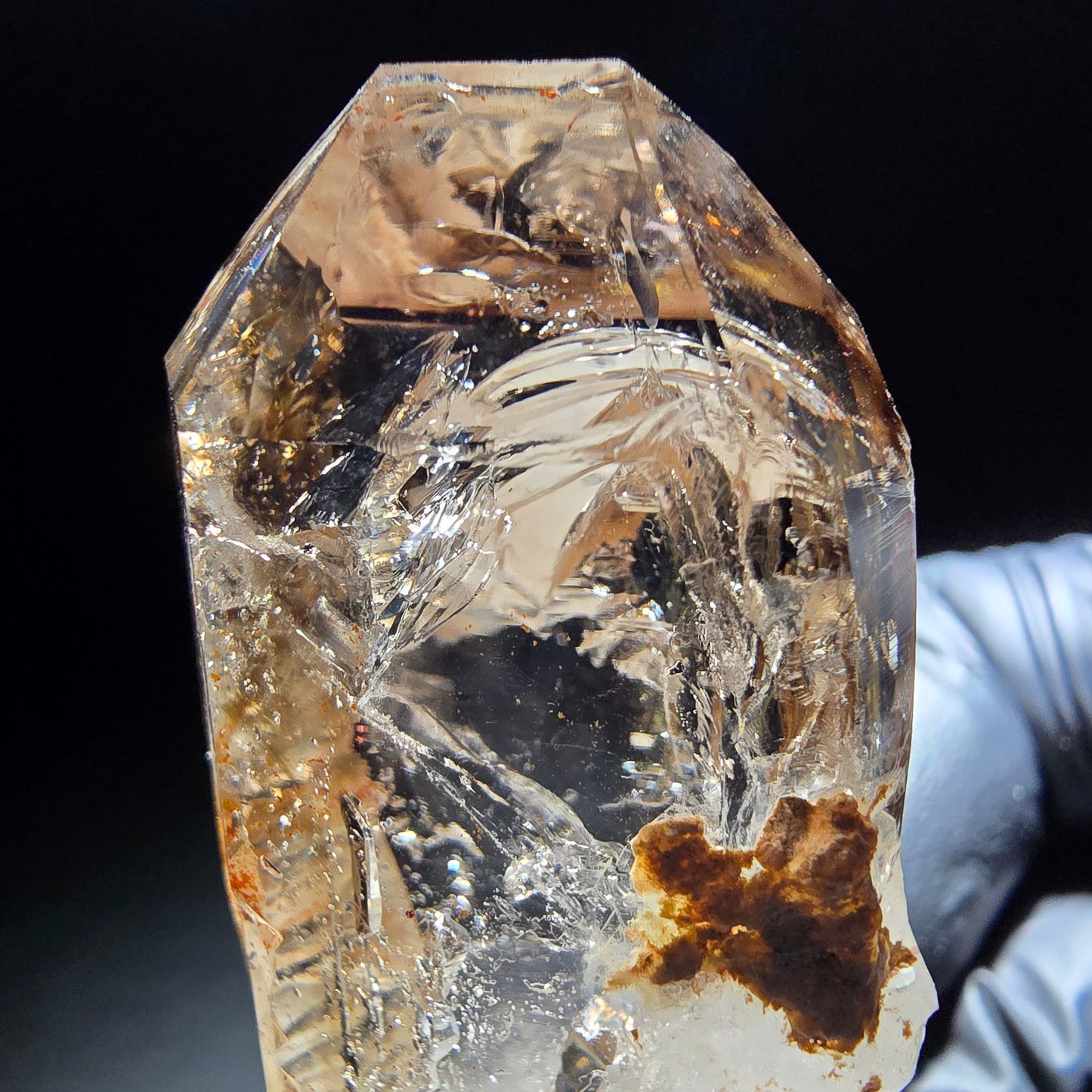 Klare Phantom Rauchquarz Zepter Spitze Goboboseb, Namibia 49*26*18mm Sammlung