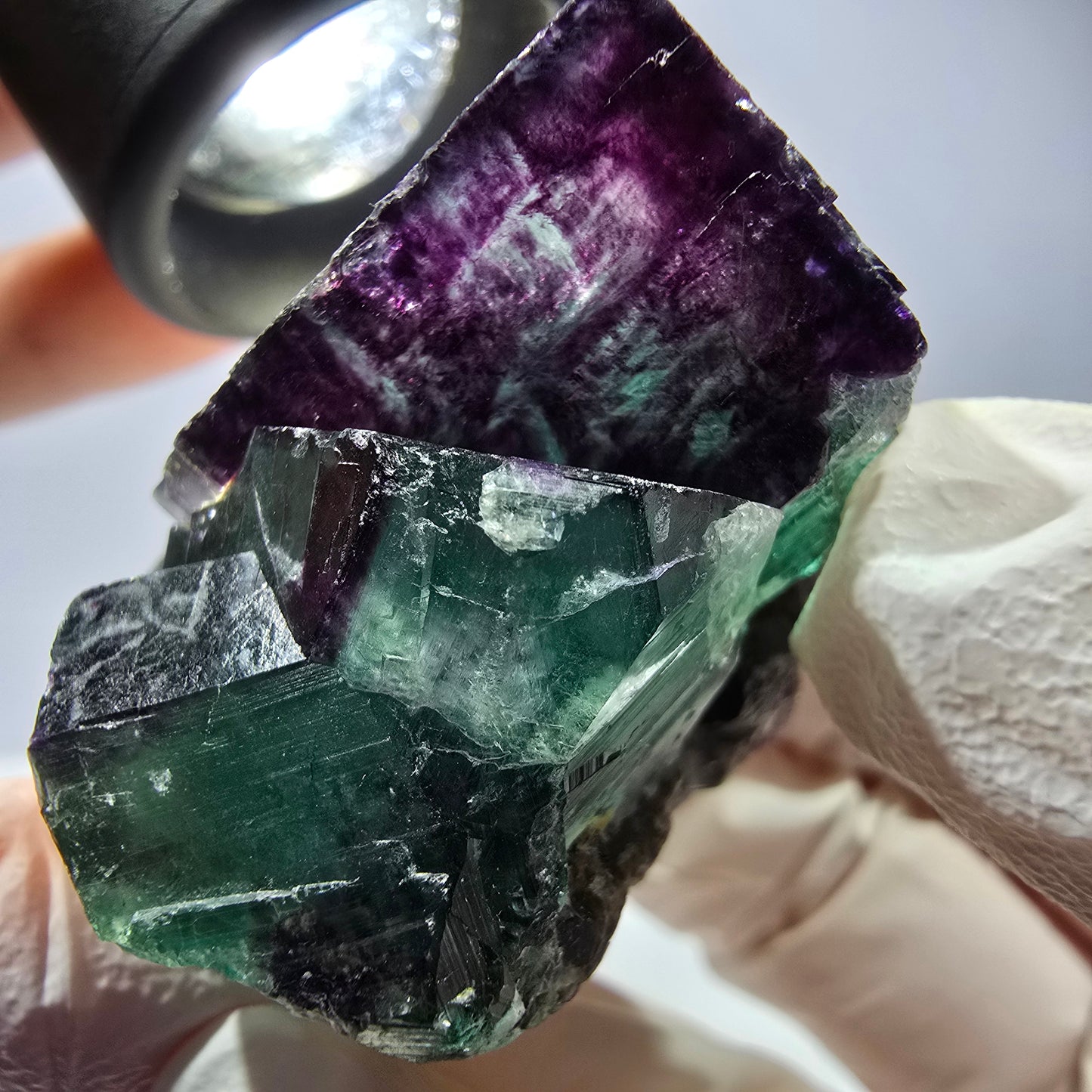 Phantom Fluorit Würfel Stufe, parkettiert grün lila Okorusu, Namibia 51*40*21mm