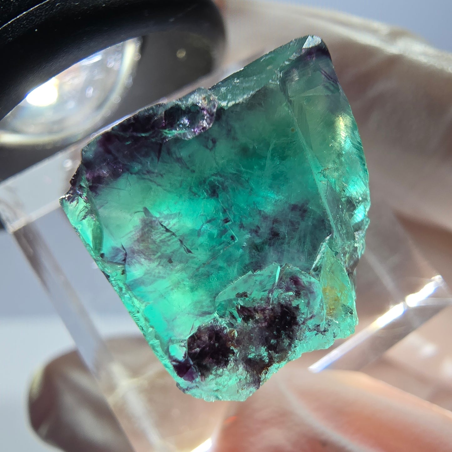 Phantom Fluorit Würfel Stufe, parkettiert grün lila Okorusu, Namibia 18*16*15mm