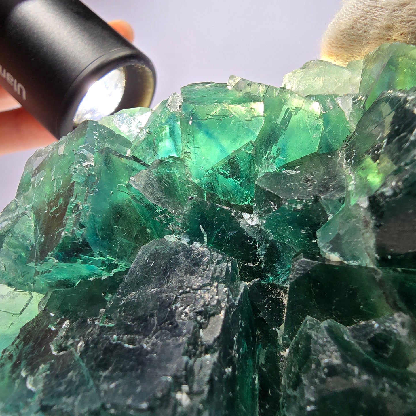 Grand cube de fluorite fantôme vert étagé Okorusu Namibie 102 x 78 x 28 mm
