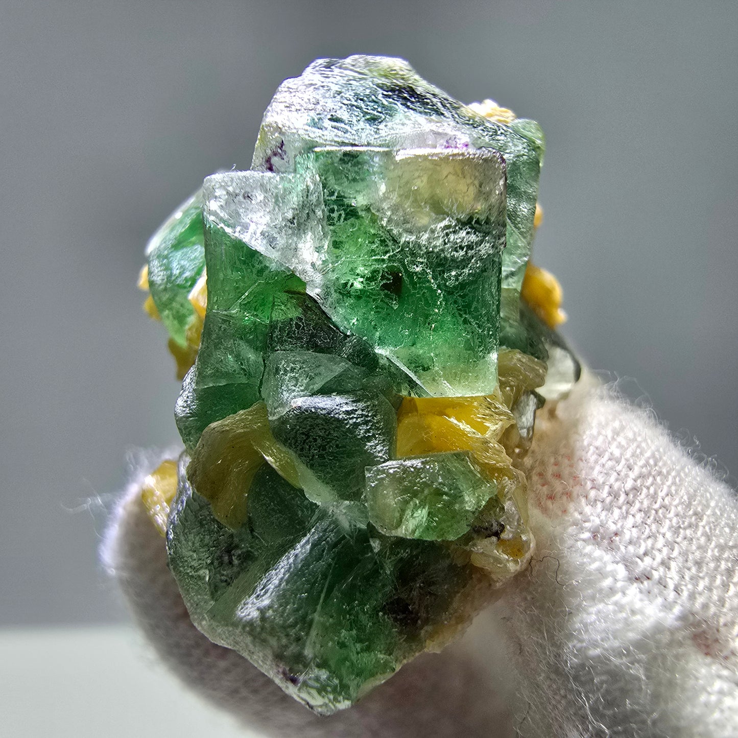 Phantom Fluorit Würfel, Muskovit Stufe Erongo, Namibia 34*28*25mm Sammlung