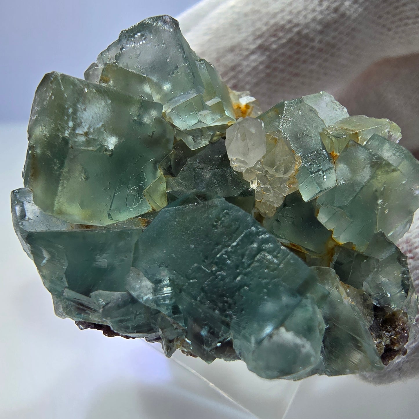 Klare Phantom Fluorit Würfel, Quarz Stufe grün lila Okorusu, Namibia 38*27*22mm