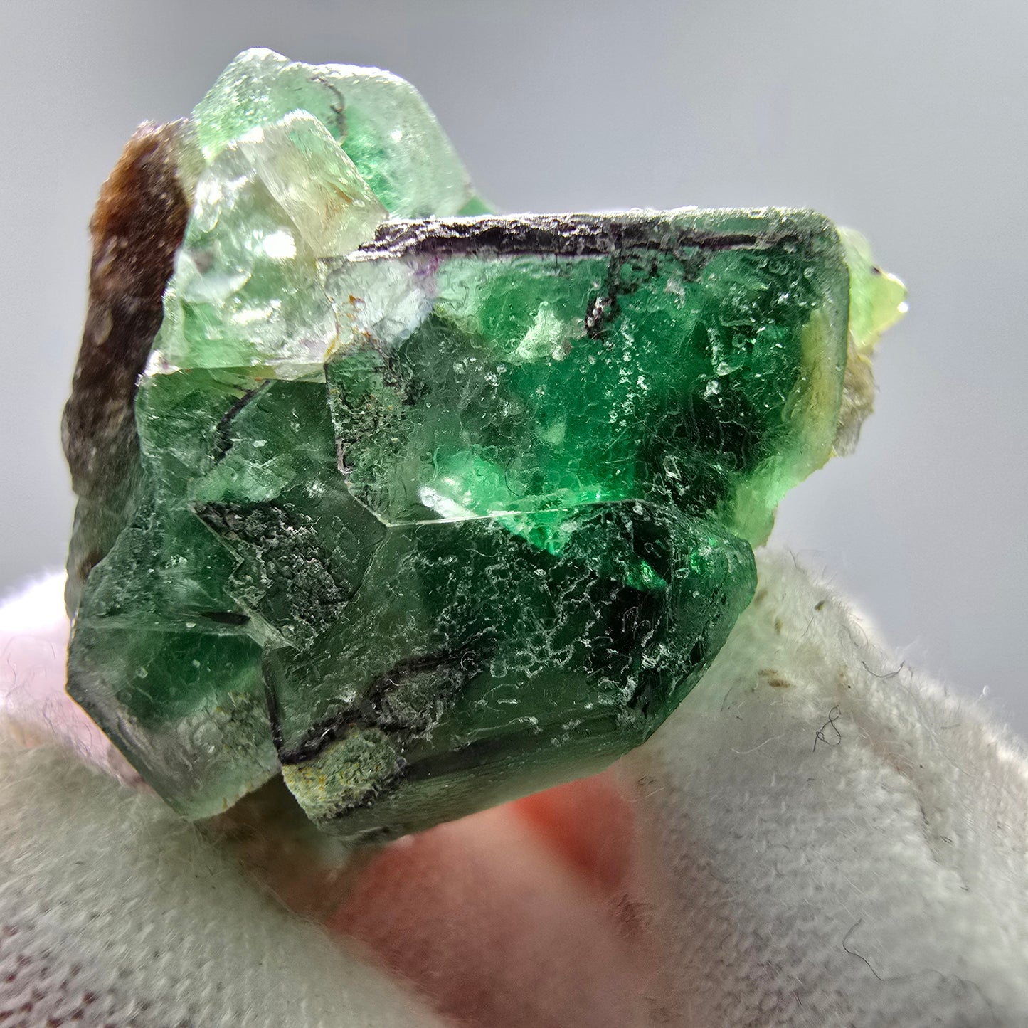 Phantom Fluorit Würfel, Muskovit Stufe Erongo, Namibia 27*20*20mm Sammlung