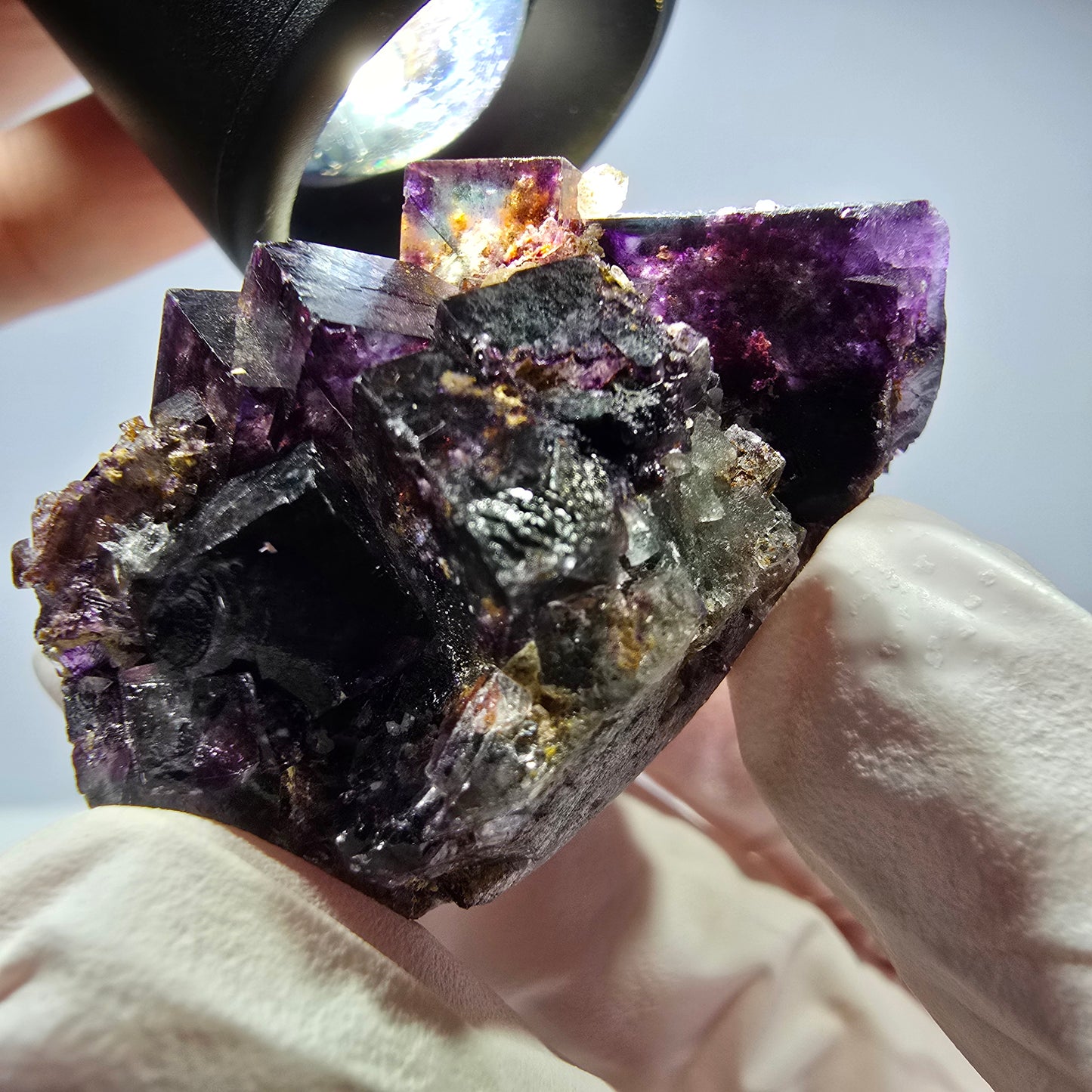 Rare spécimen de cube de fluorite fantôme, vert-violet, Okorusu, Namibie, 41 x 34 x 24 mm
