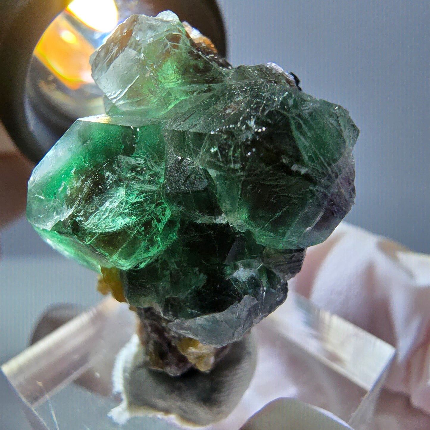 Cube de fluorite fantôme hexagonal, muscovite, tourmaline Schörl Erongo, Namibie 32*26*21mm