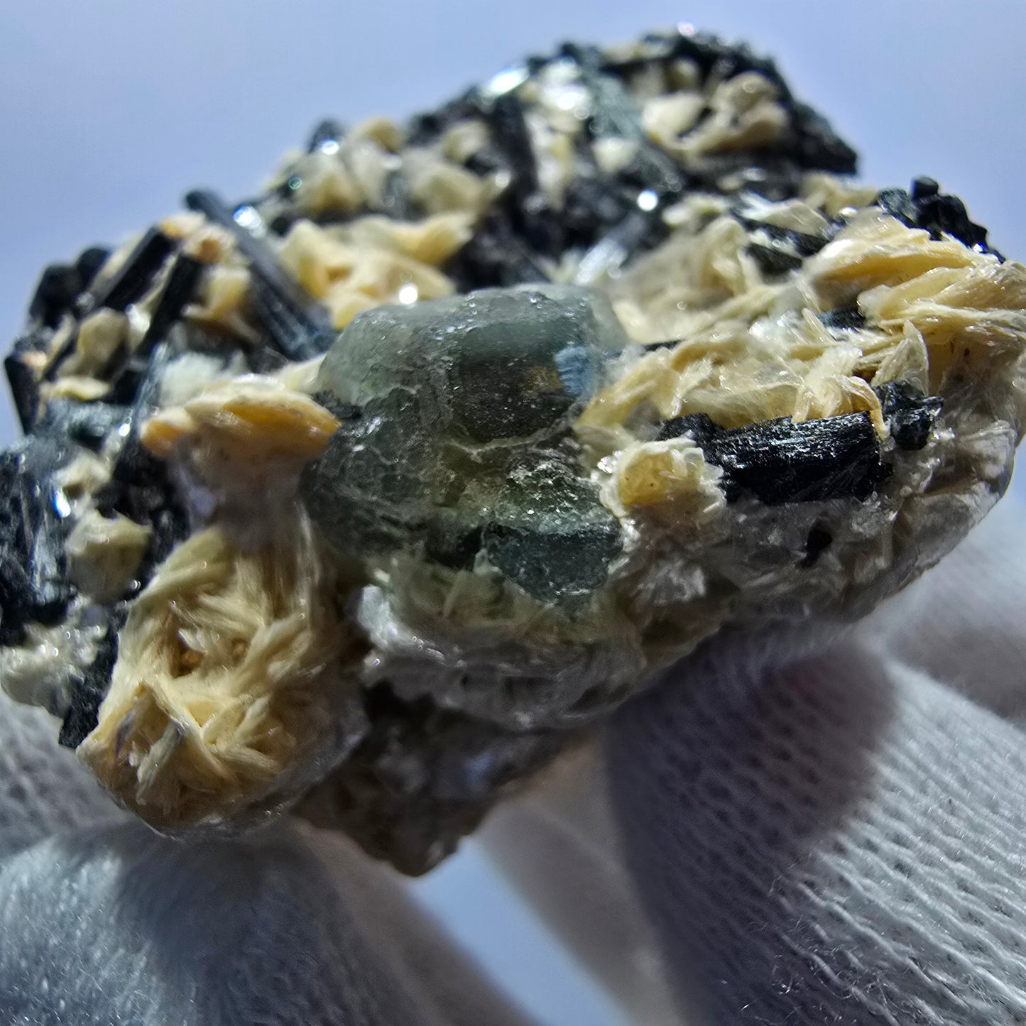 Phantom Fluorite hexagonal cubes Schörl Tourmaline Muscovite Erongo, Namibia 60*44*38mm