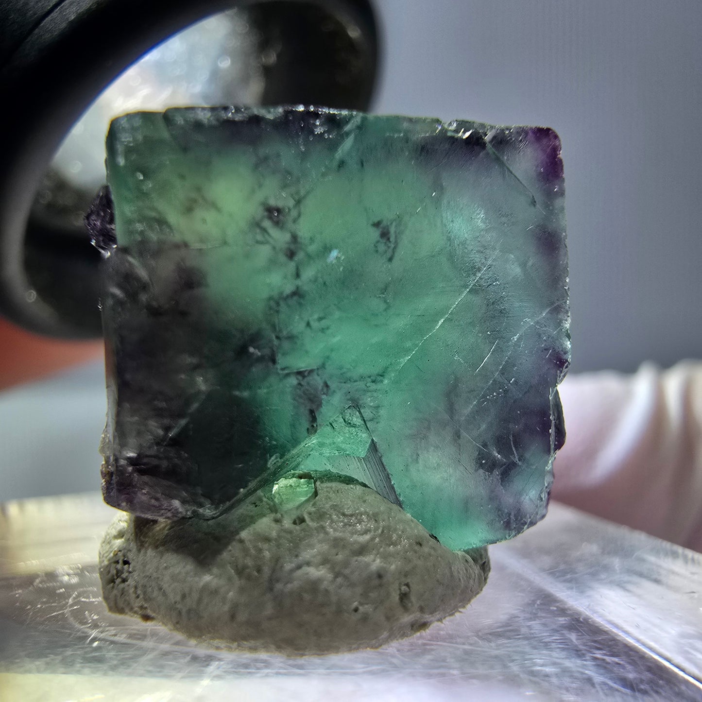 Phantom Fluorit Würfel parkettiert, grün lila Okorusu, Namibia 15*15*12mm