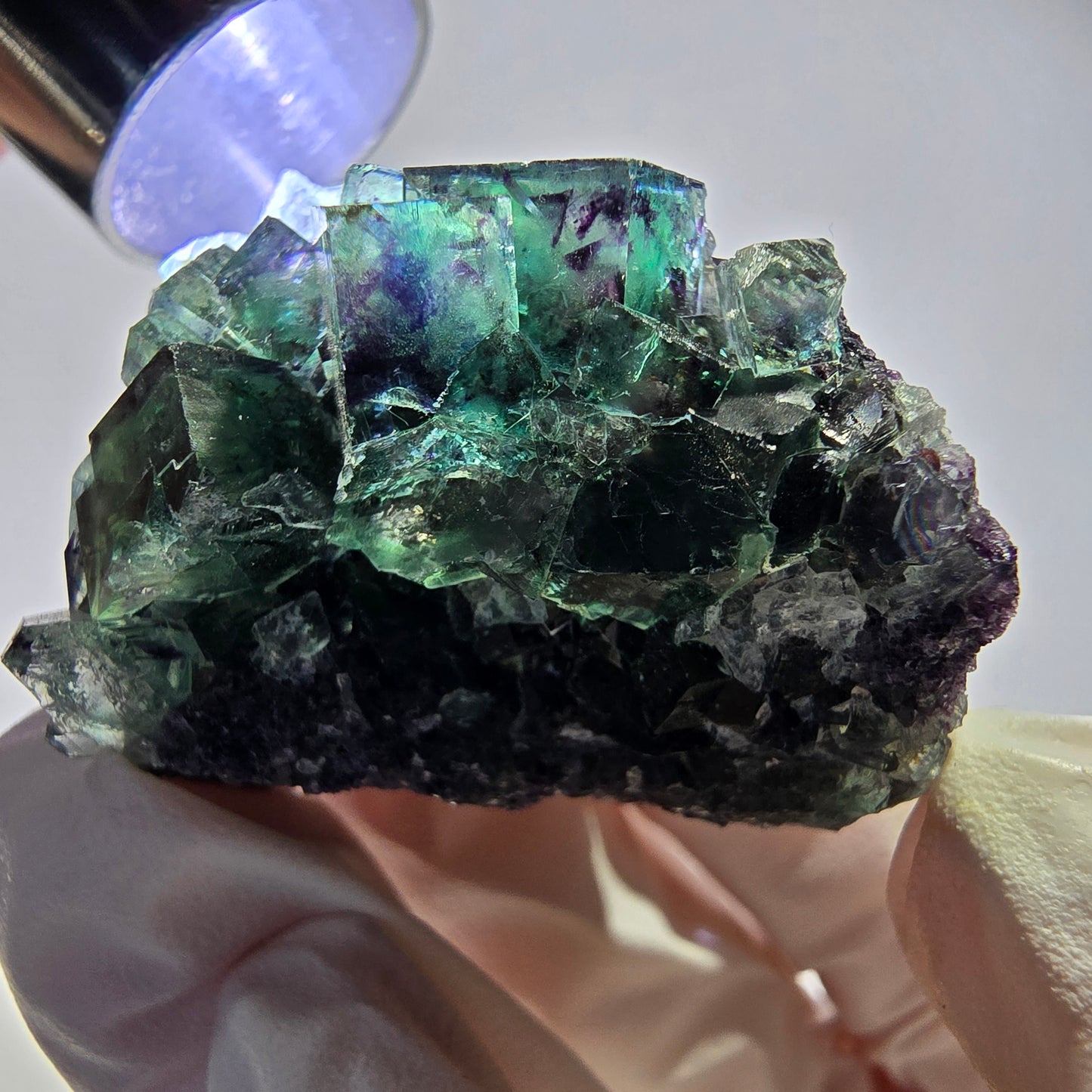 Spécimen de cube de fluorite fantôme, zonal, vert violet Okorusu, Namibie 35*34*29 mm