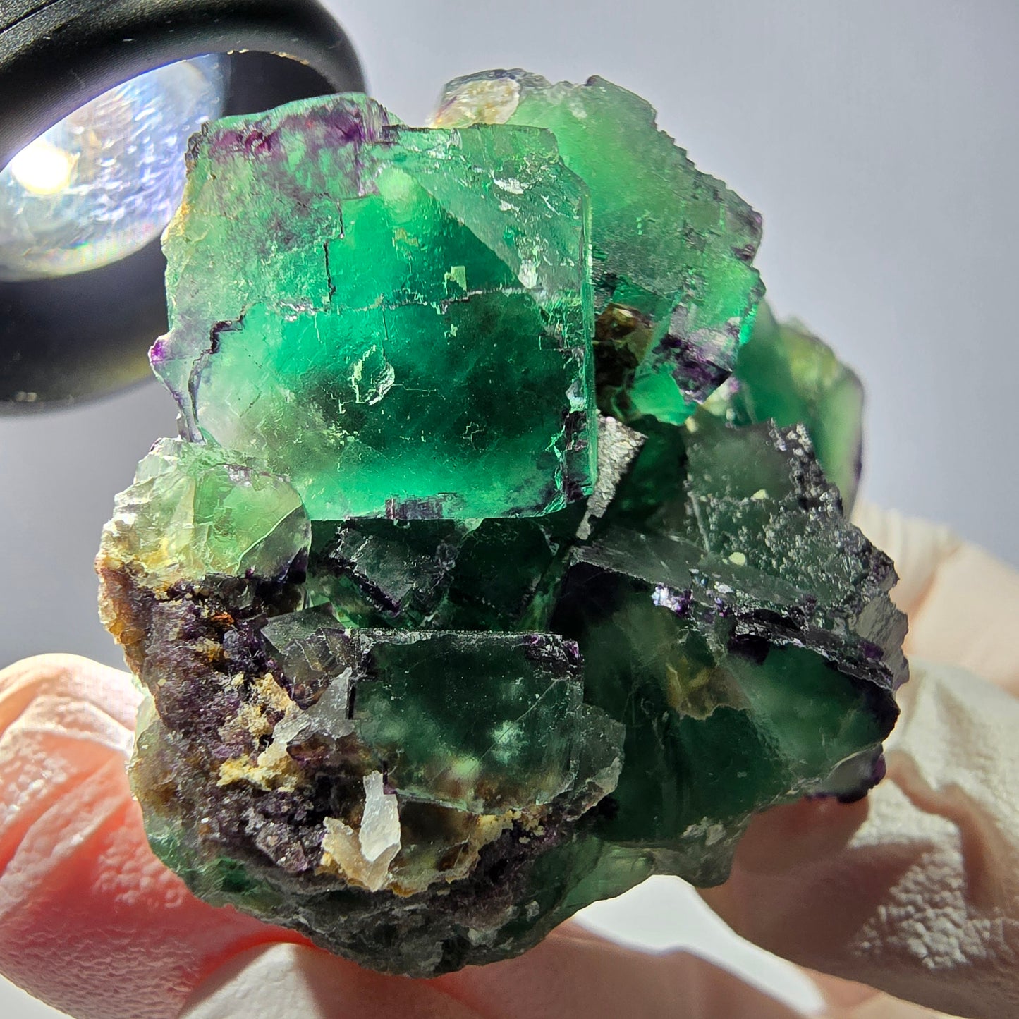 Spécimen de cube de fluorite fantôme, parqueté, zonal Okorusu, Namibie 54 x 39 x 28 mm