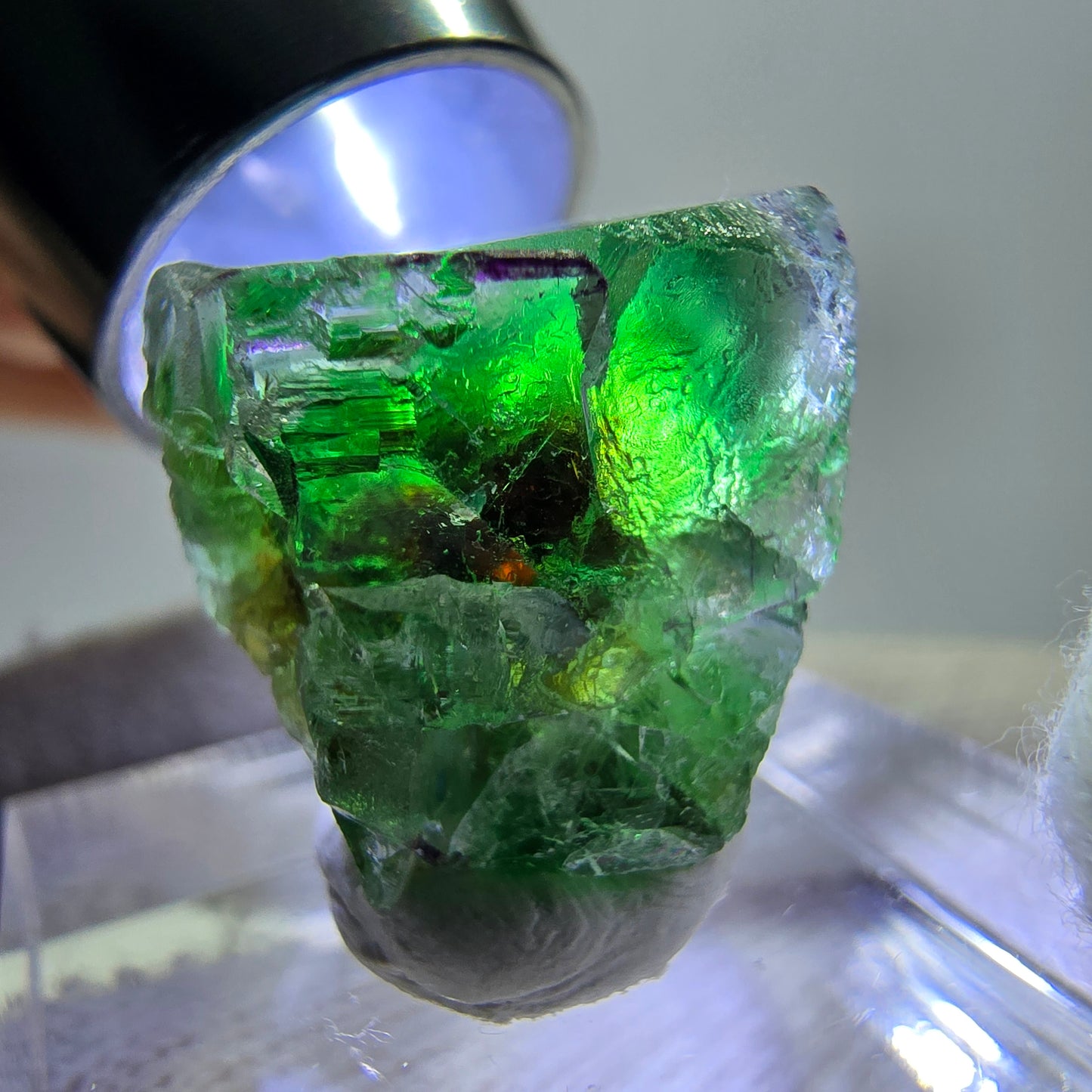 Phantom Fluorit Würfe Stufe, grün weiß lila zonal Erongo, Namibia 16*16*12mm