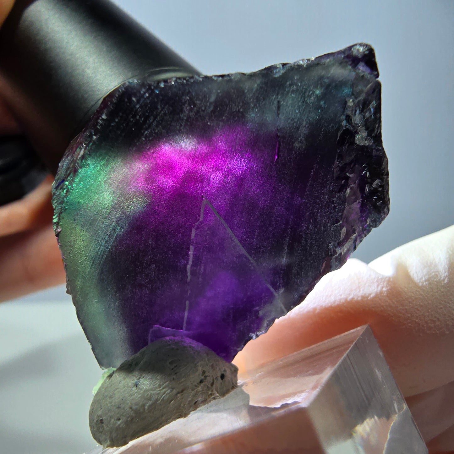 Phantom Fluorit Würfel Stufe grün lila zonal 11:11 Angel Pocket, Namibia 37*31*18mm