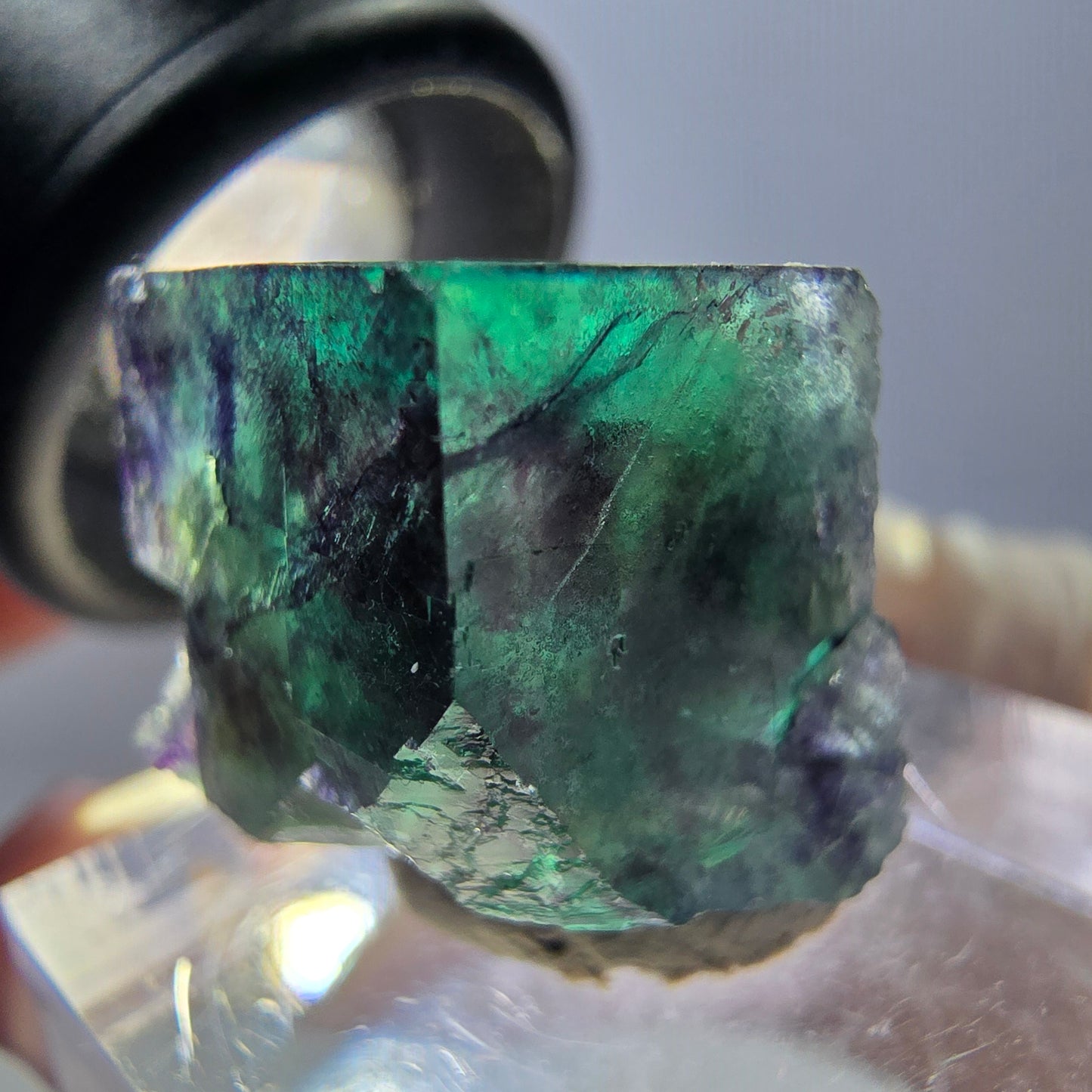 Phantom Fluorite cube parquetted, green purple Okorusu, Namibia 19*16*13mm