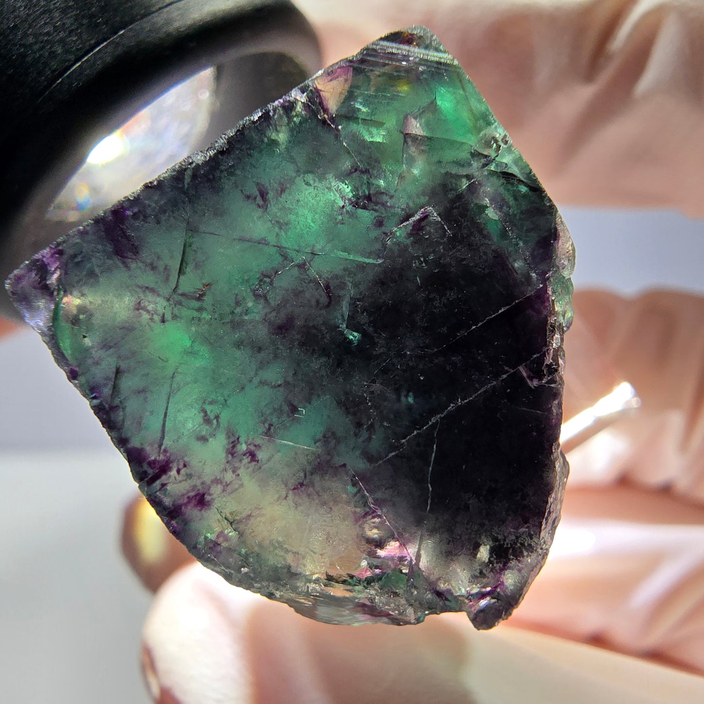 Phantom Fluorite cube parquetted, green purple Okorusu, Namibia 22*21*20mm