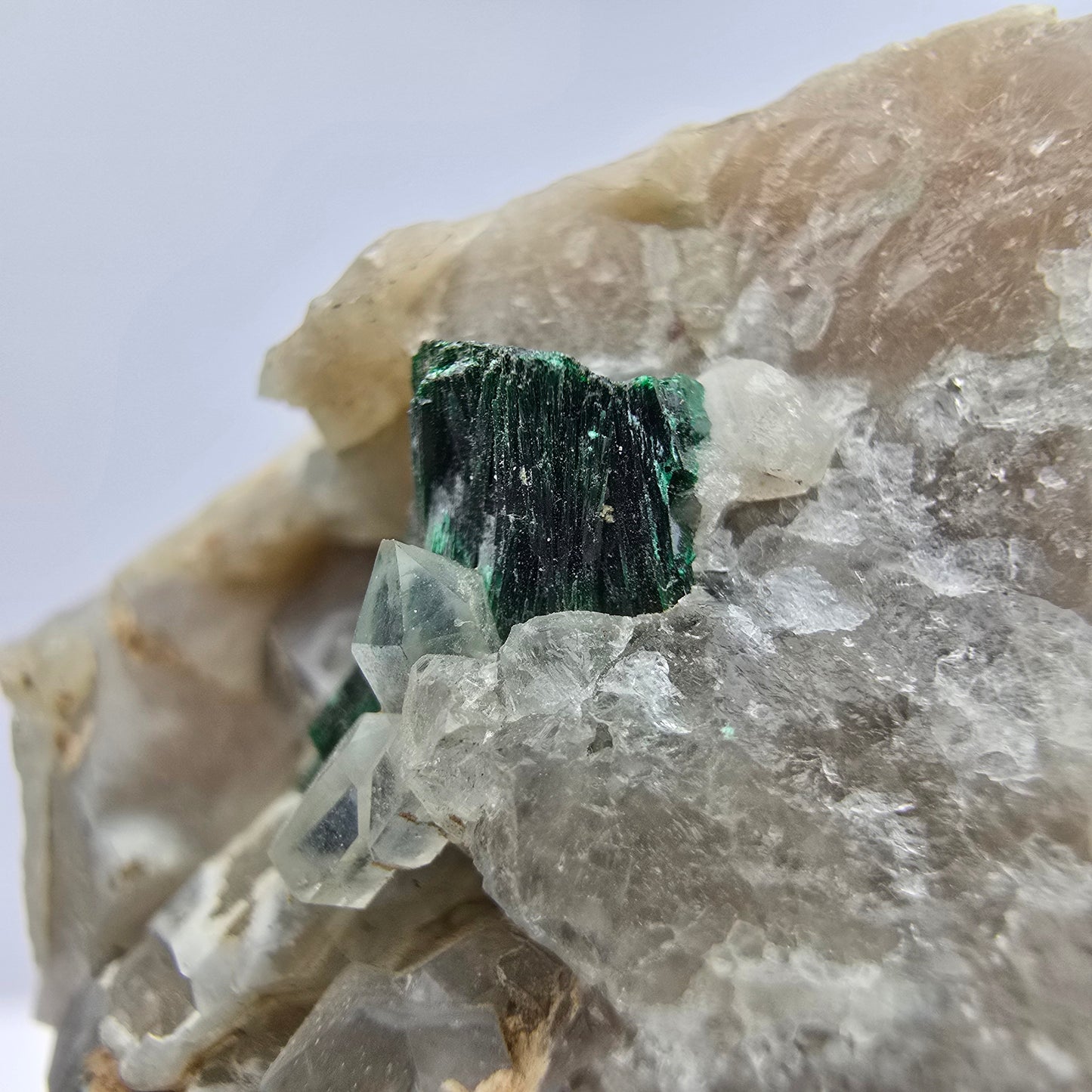 Rare Malachite on Quartz Specimen Kaokoveld, Namibia 51*45*38mm Collection