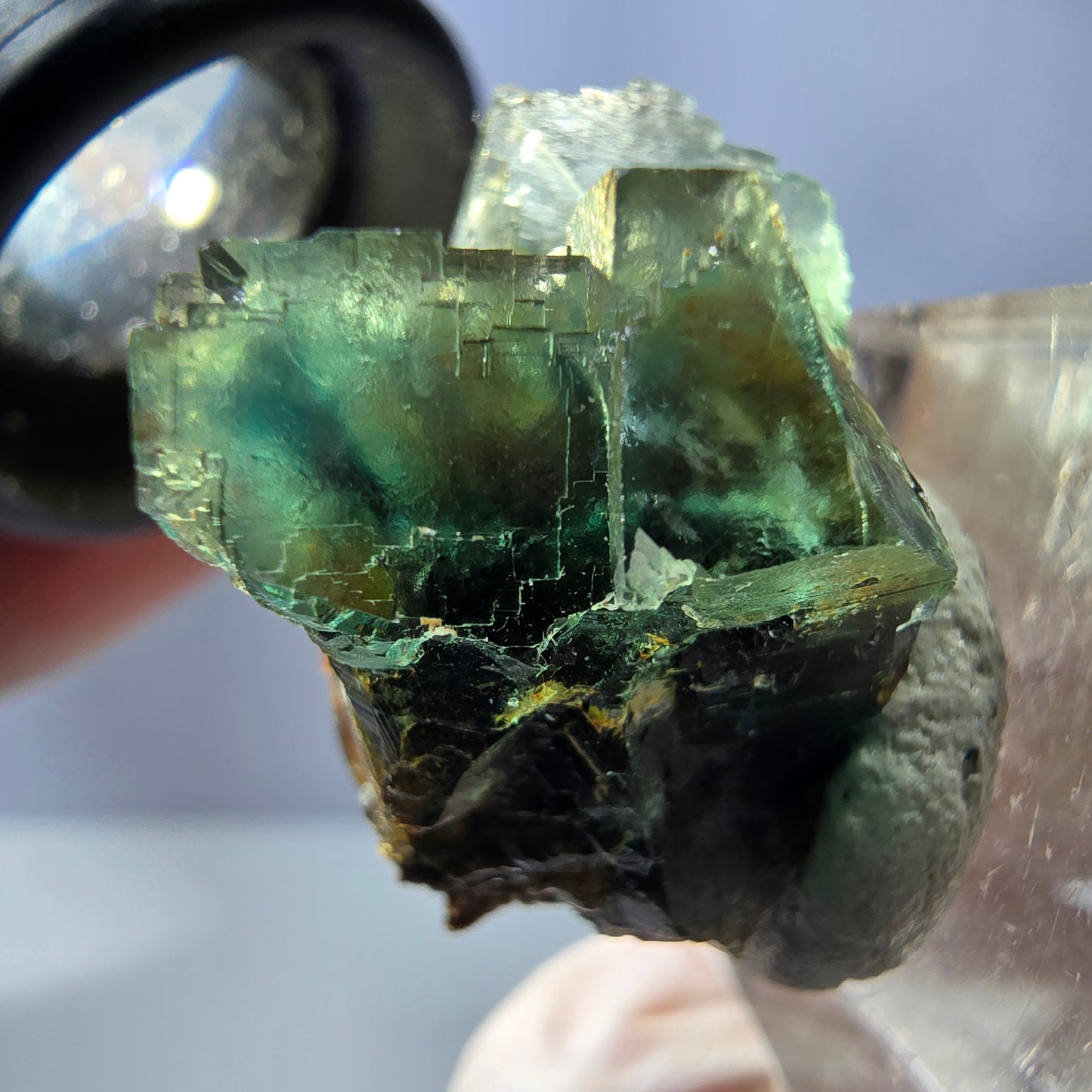 Seltene Phantom Fluorit Würfel Stufe, grün Okorusu, Namibia 27*23*20mm