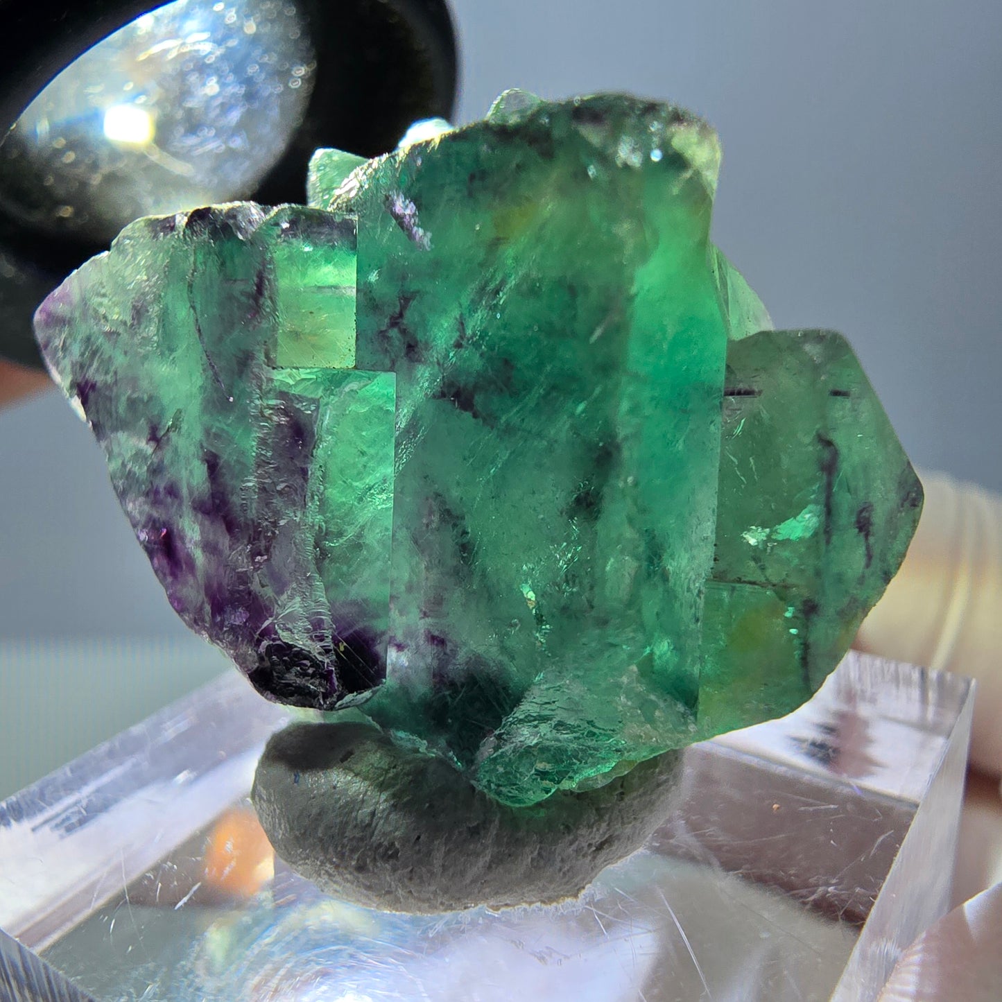 Phantom Fluorit Würfel Stufe, grün lila Okorusu, Namibia 34*25*16mm