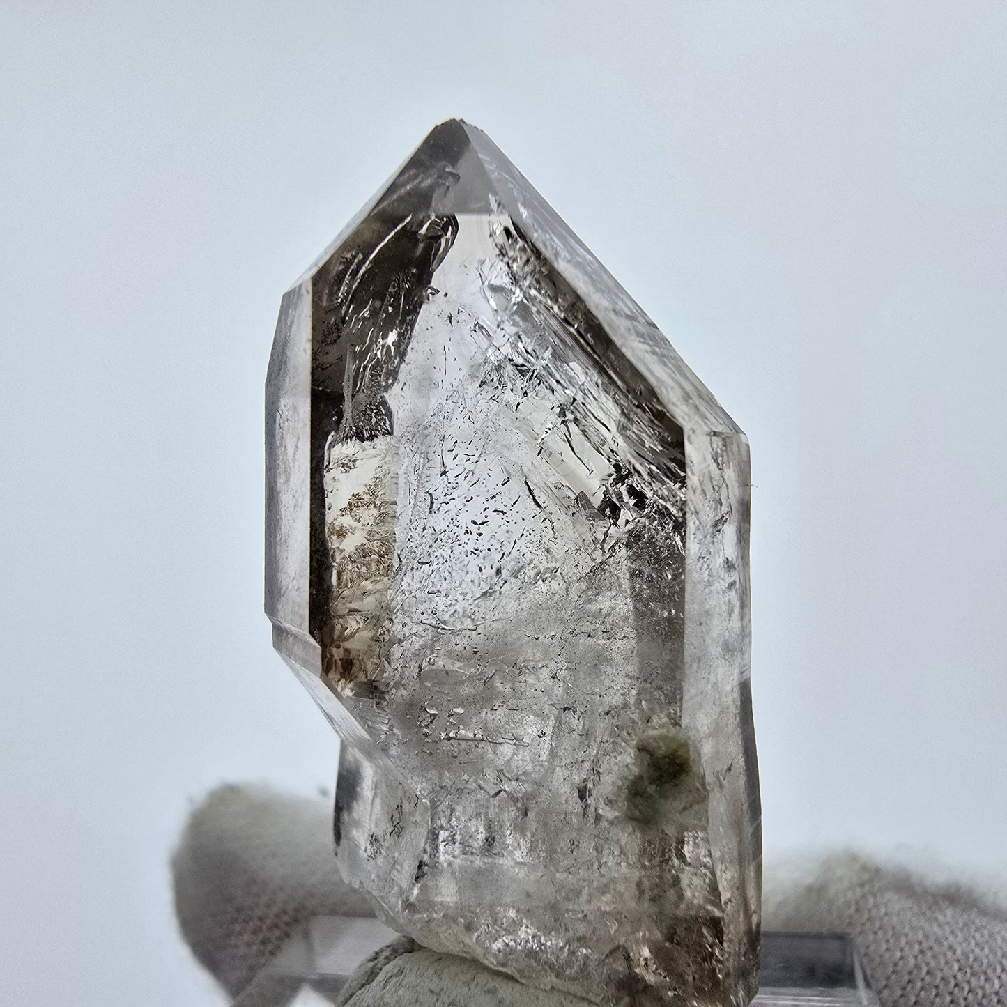 Enhydro Phantom Smoky Quartz Sceptre Tip 2x Bubble Goboboseb, Namibie 35*18*13mm