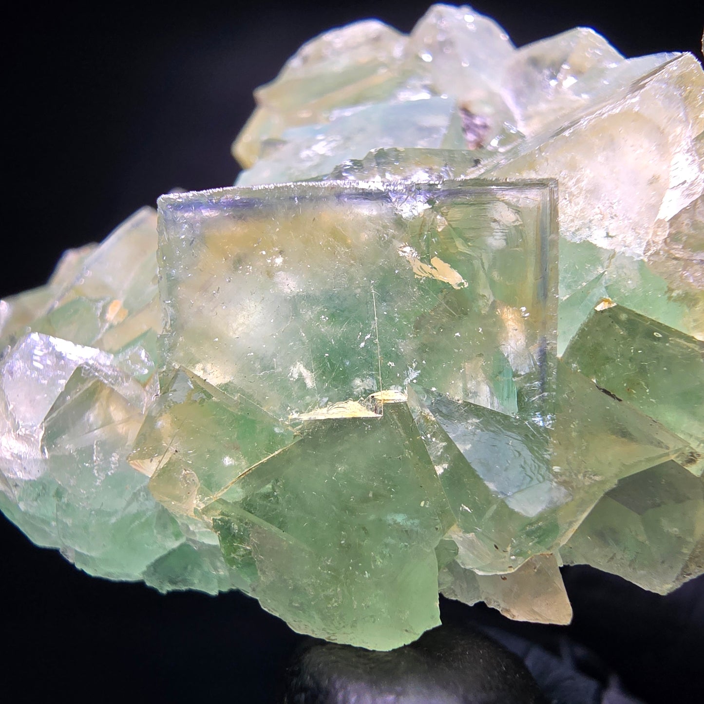 Cube de fluorite fantôme transparent, vert jaune Okorusu namibie 53x47x18mm, Collection