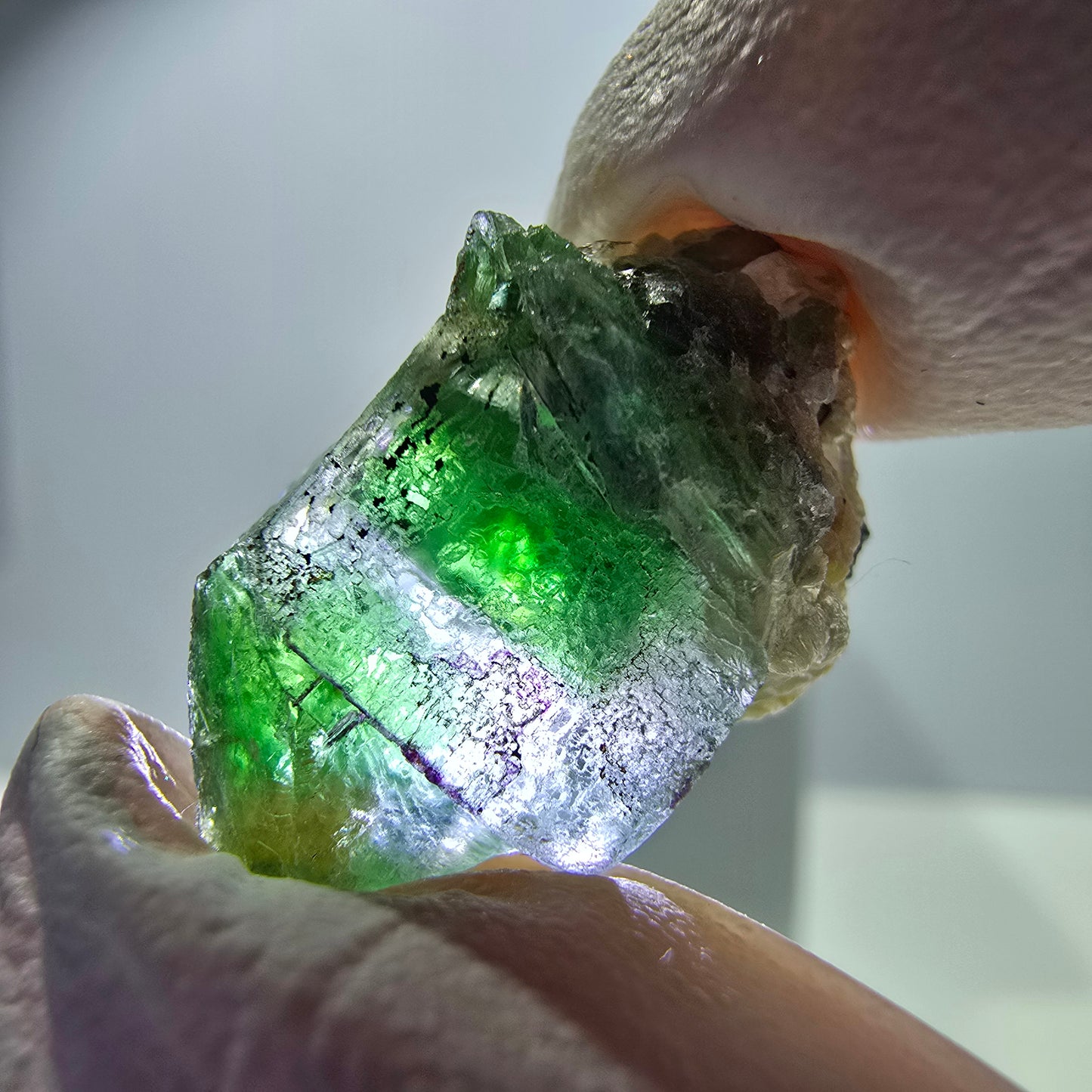 Lot de 7 fluorites fantômes, tourmalines scholl, muscovites, Erongo, Namibie, 24-14 mm