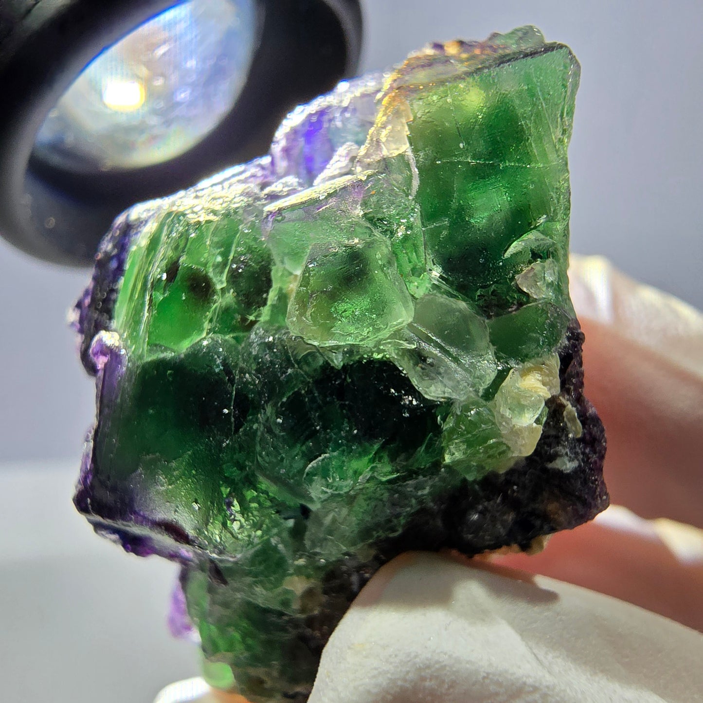 Cube de fluorite fantôme, zonal, muscovite, spécimen de tourmaline Schorl, Erongo, Namibie, 43 x 30 x 28 mm
