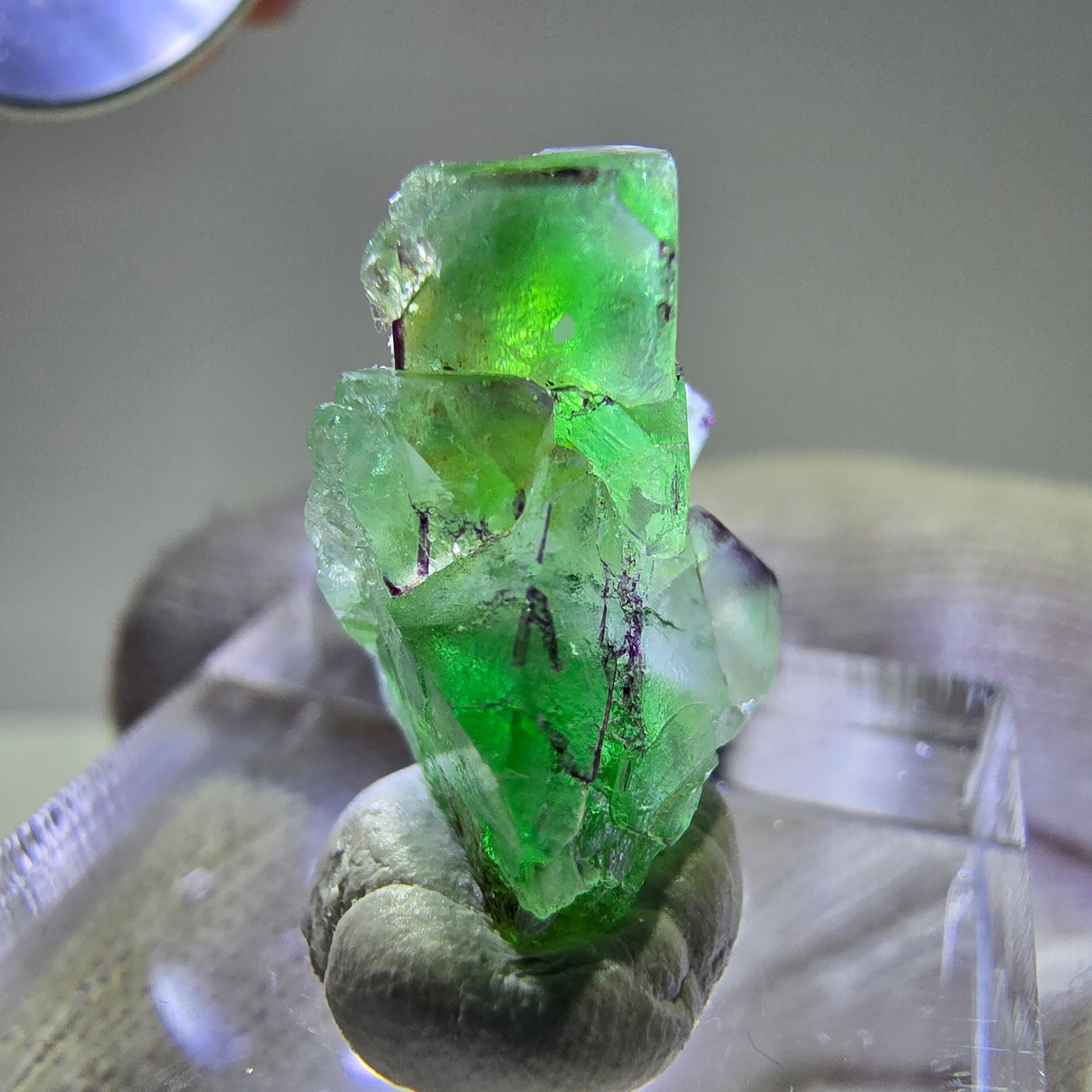 Phantom Fluorit Würfe Stufe, grün weiß lila zonal Erongo, Namibia 17*16*12mm
