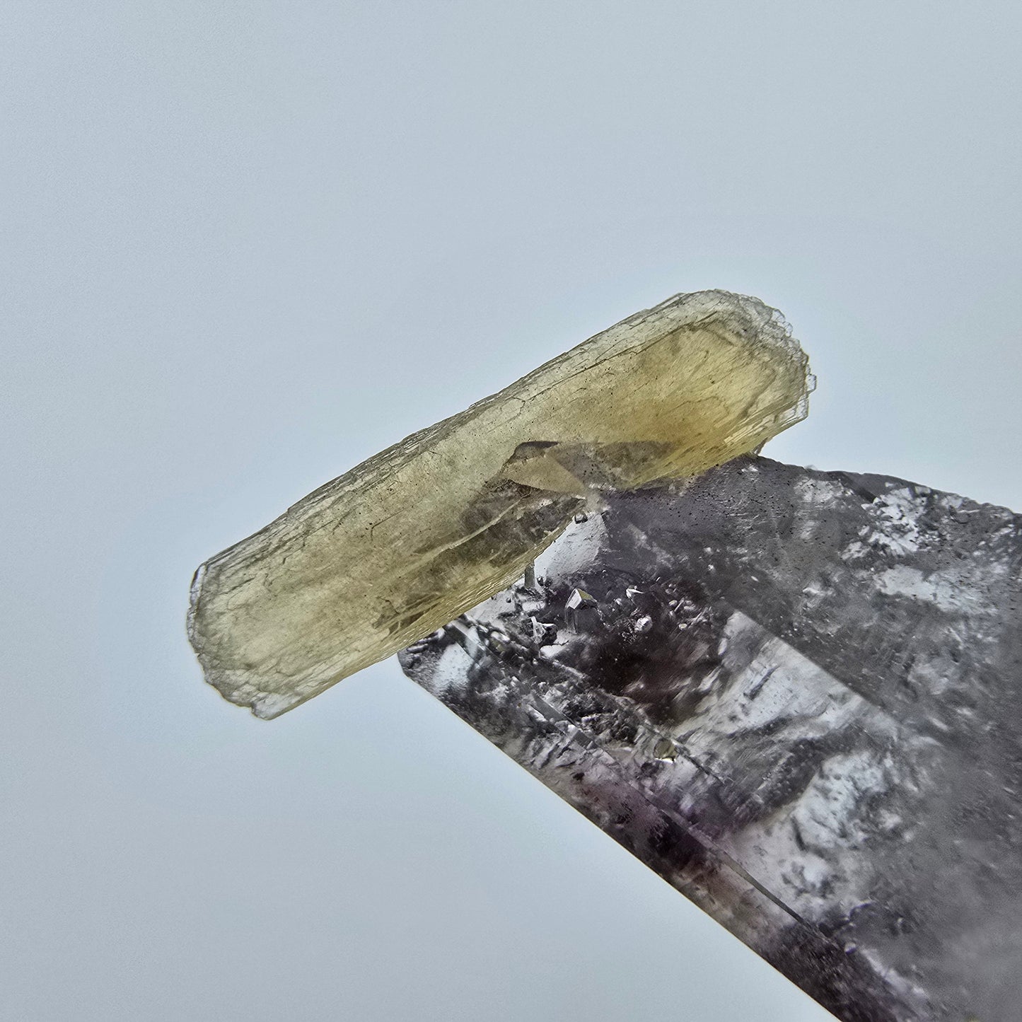 Phantom Amethyst Kristall mit Stilbit Goboboseb, Namibia 45*15*13mm Sammlung