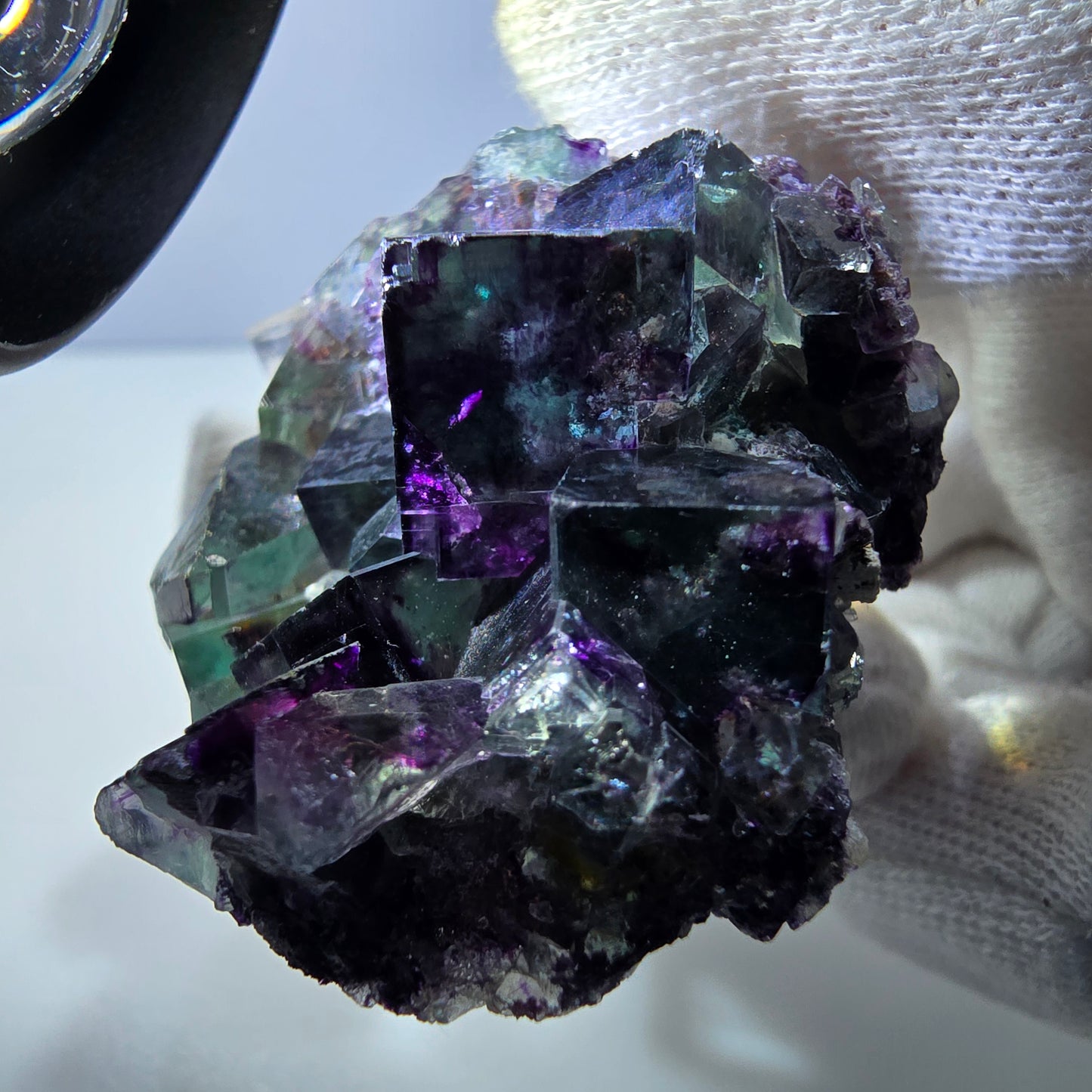Rare Phantom Fluorite Cube Specimen zonal green purple Okorusu, Namibia 40*39*20mm