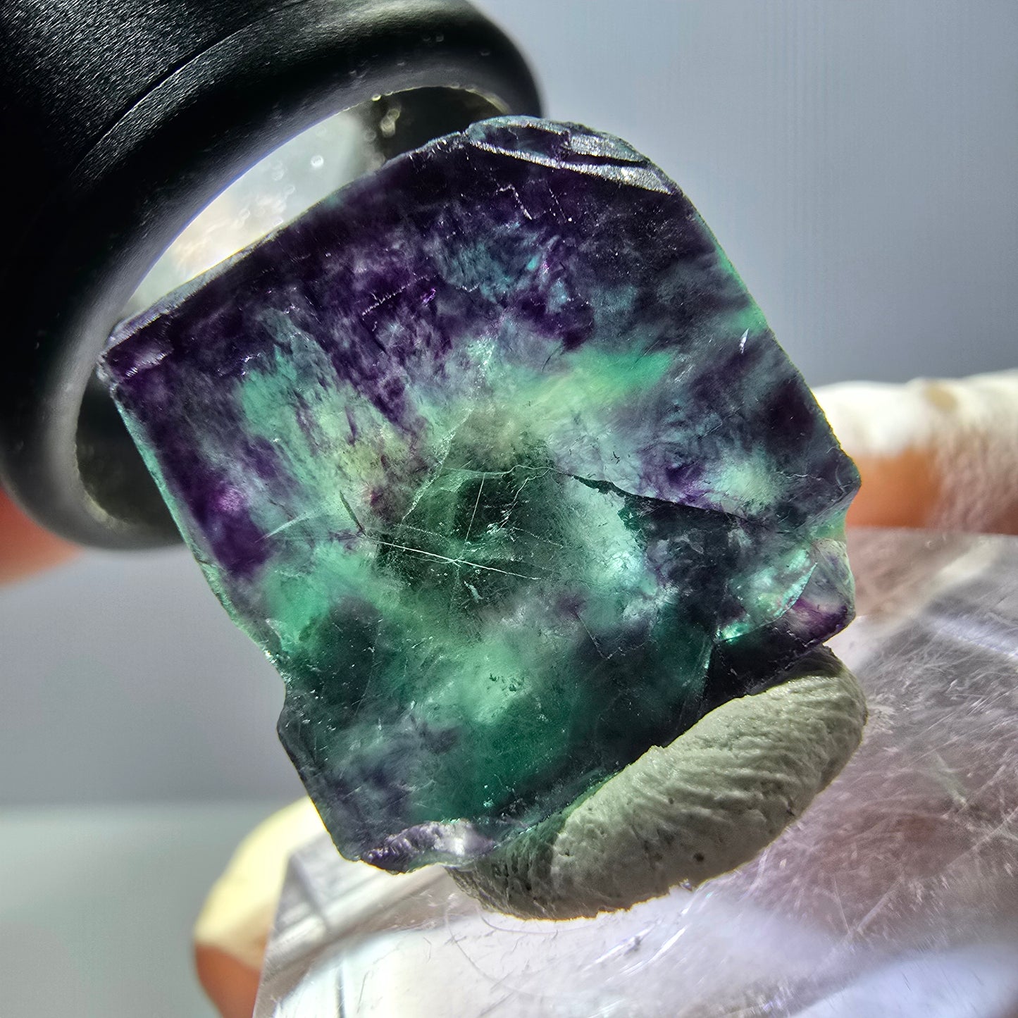 Phantom Fluorite cube parquetted, green purple Okorusu, Namibia 17*17*16mm
