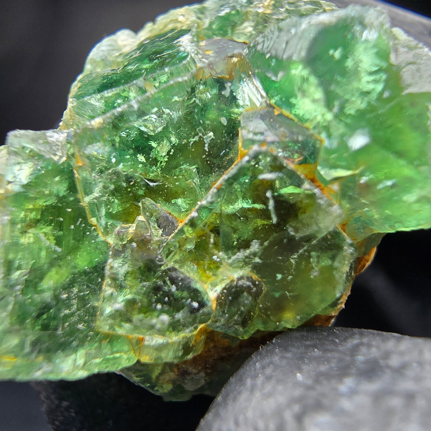Cube de fluorite fantôme transparent, vert Okorusu, Collection namibie 26x24x23mm