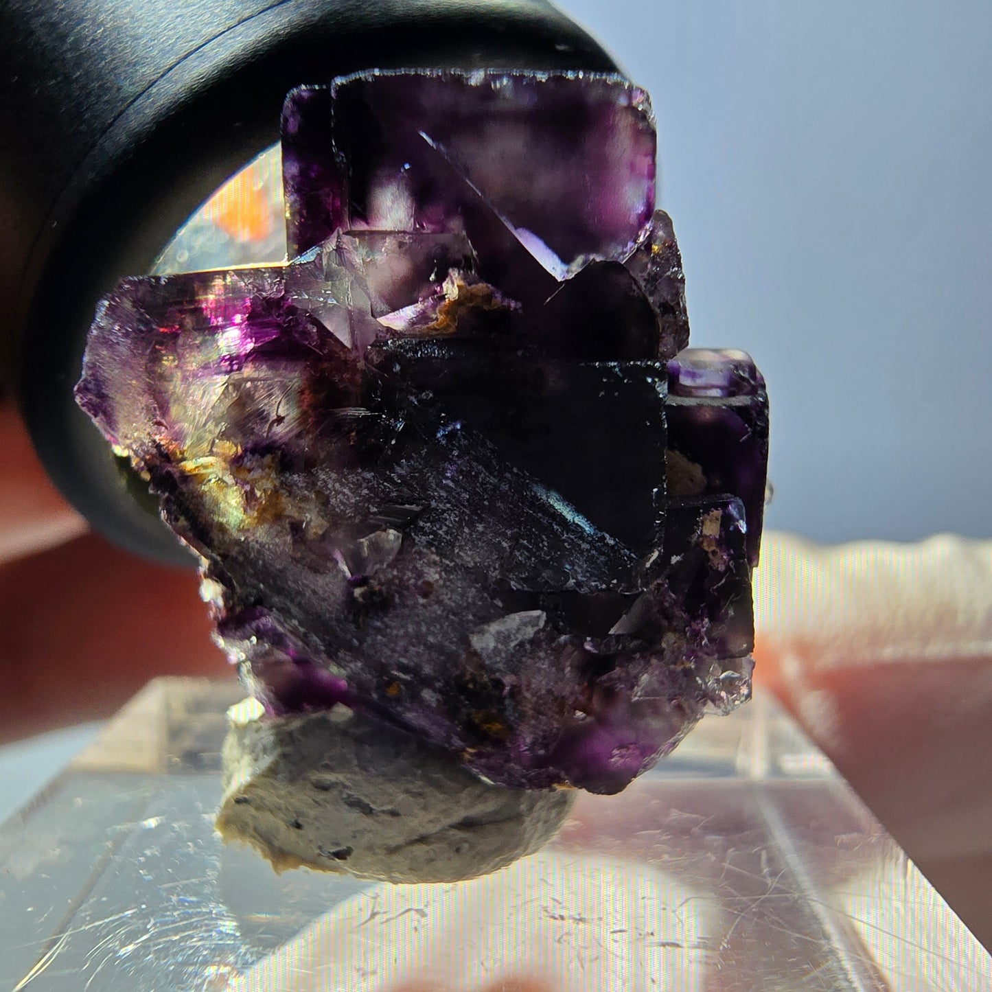 Spécimen de cube de fluorite fantôme, parqueté vert violet Okorusu, Namibie 22 x 20 x 14 mm