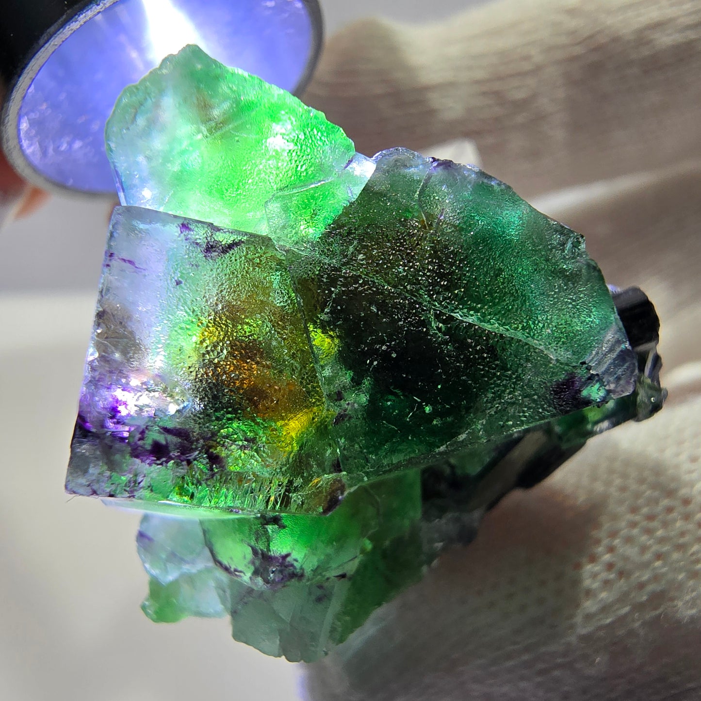 Cube de fluorite fantôme zonal, spécimen de tourmaline Schorl, Erongo, Namibie, 35 x 25 x 22 mm