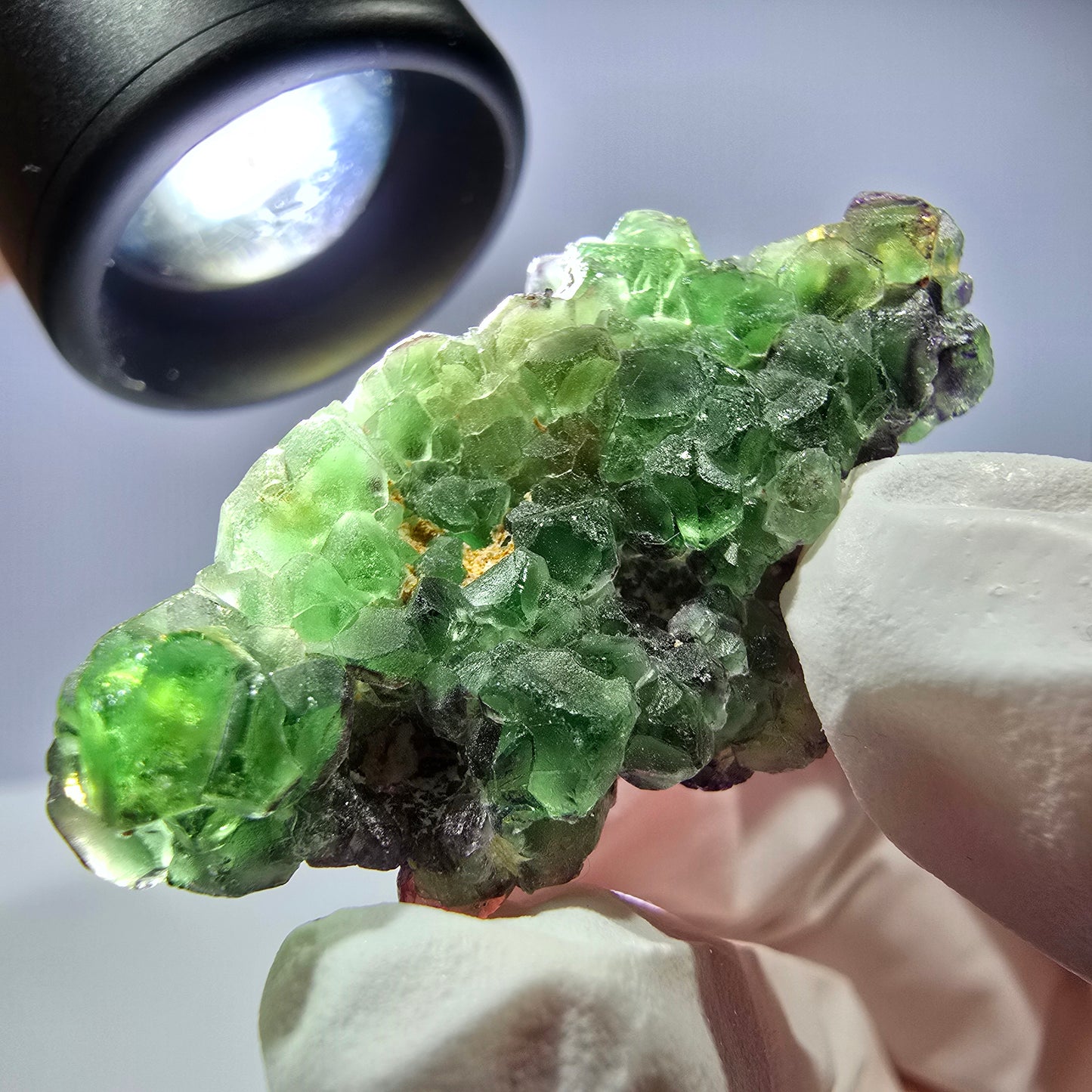 Cube de fluorite fantôme, zonal, spécimen de muscovite, Erongo, Namibie, 40 x 23 x 17 mm