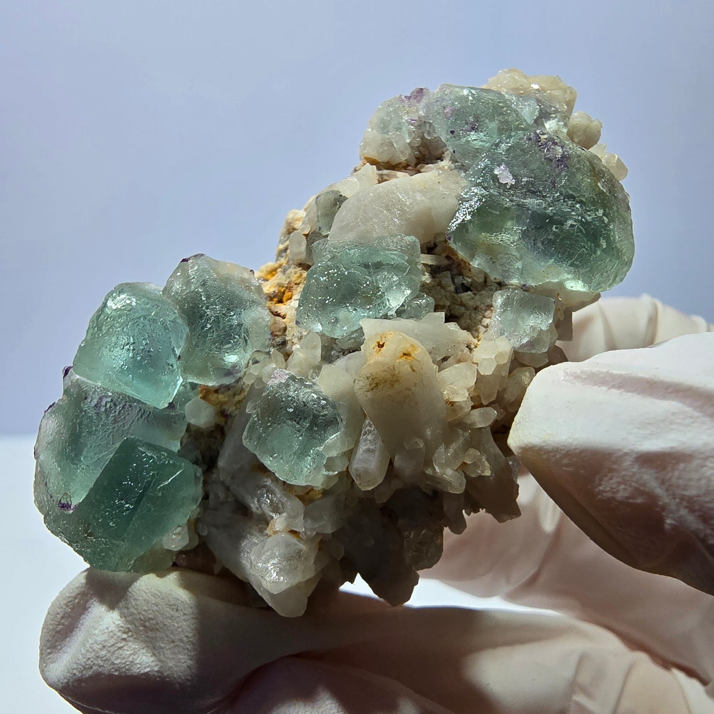 Rare cube de fluorite fantôme, spécimen de quartz vert Brandberg, Namibie, 57 x 33 x 37 mm