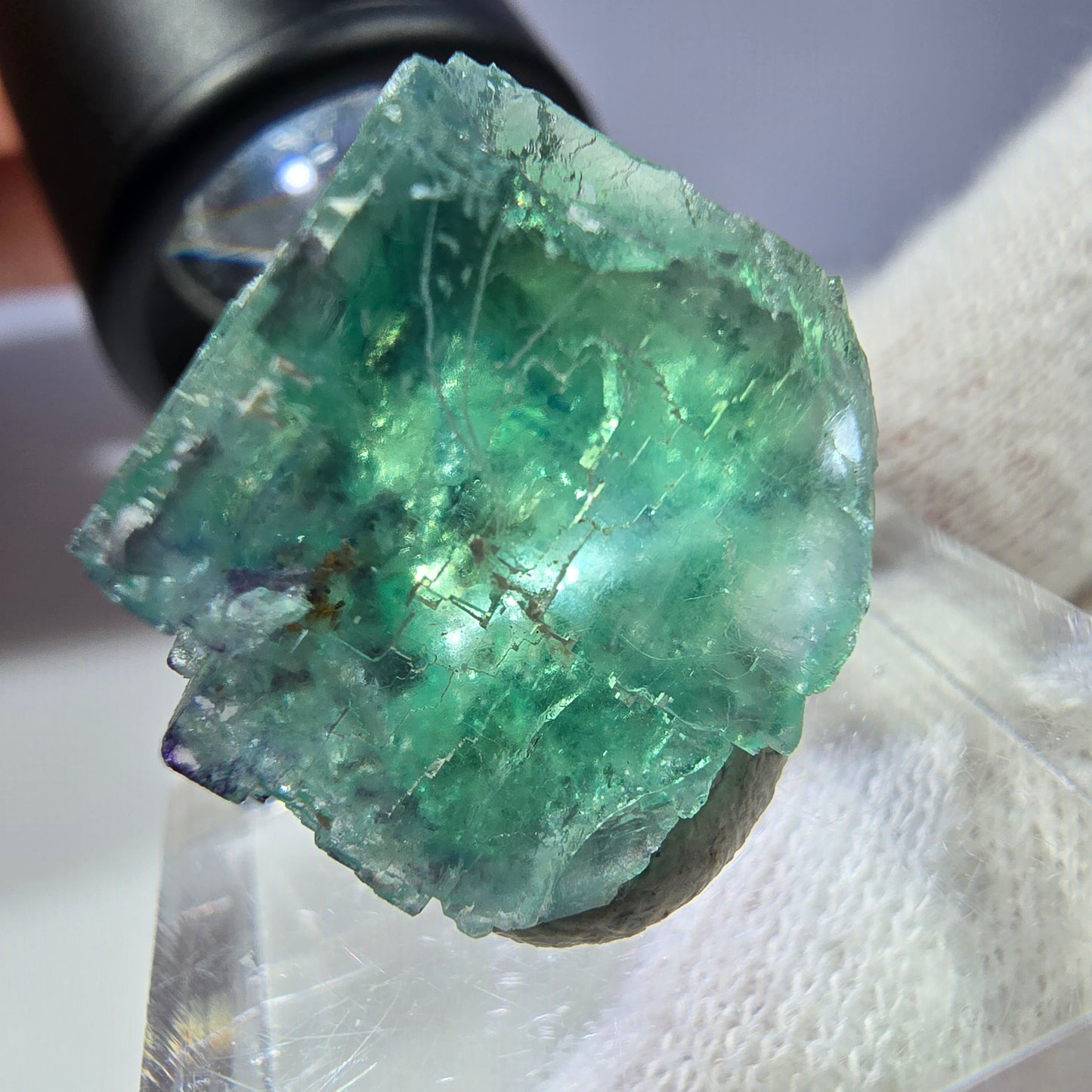 Seltener Phantom Fluorit Würfel, grün parkettiert Okorusu, Namibia 19*17*14mm