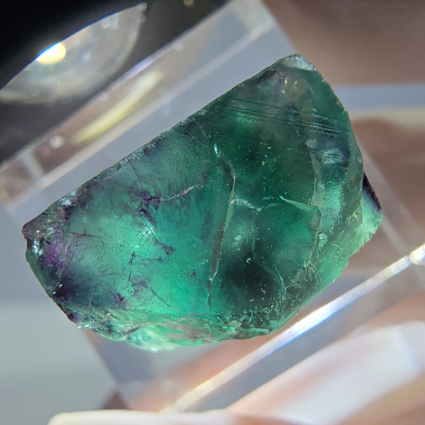 Phantom Fluorit Würfel Stufe, parkettiert grün lila Okorusu, Namibia 17*17*11mm