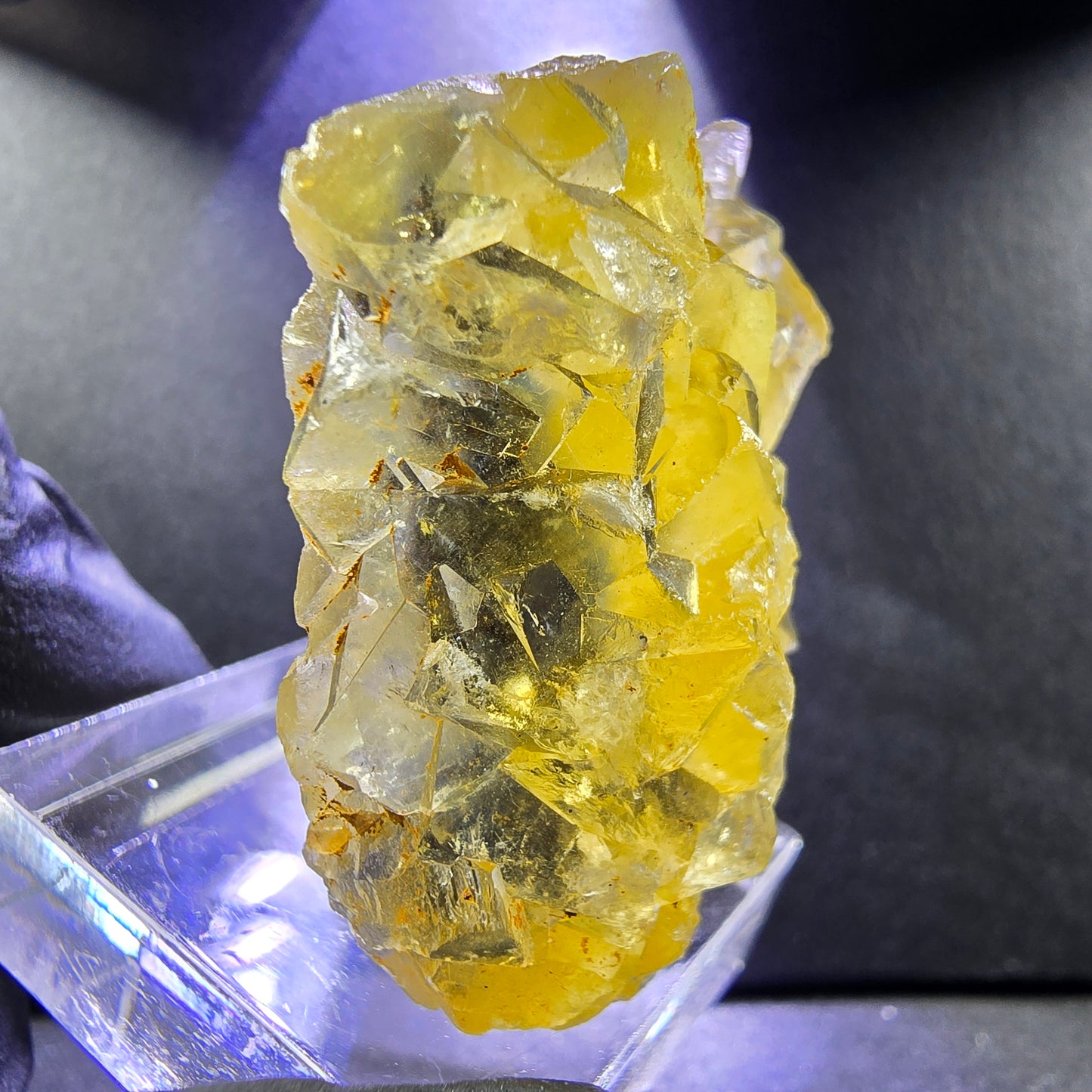 Seltene Honey Pocket Phantom Fluorit XX Würfel Stufe 35*26*14mm Okorusu, Namibia