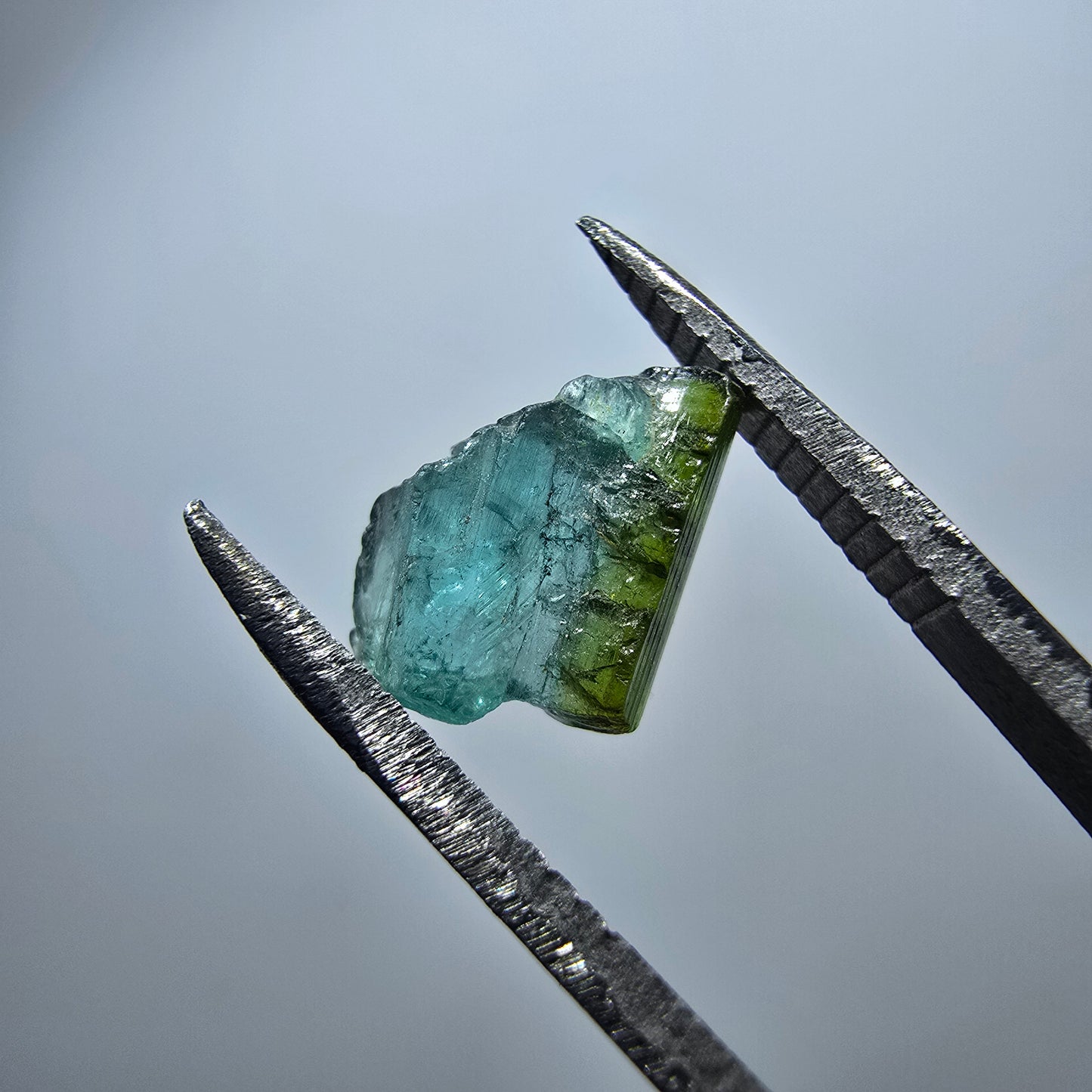 Cristal rare de tourmaline elbaïte, vert bleu Minas Gerais, Brésil #7986