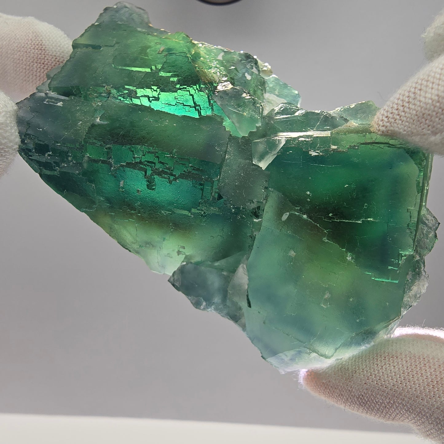 Große Phantom Fluorit Würfel Stufe grün braun Okorusu, Namibia 90*54*30mm
