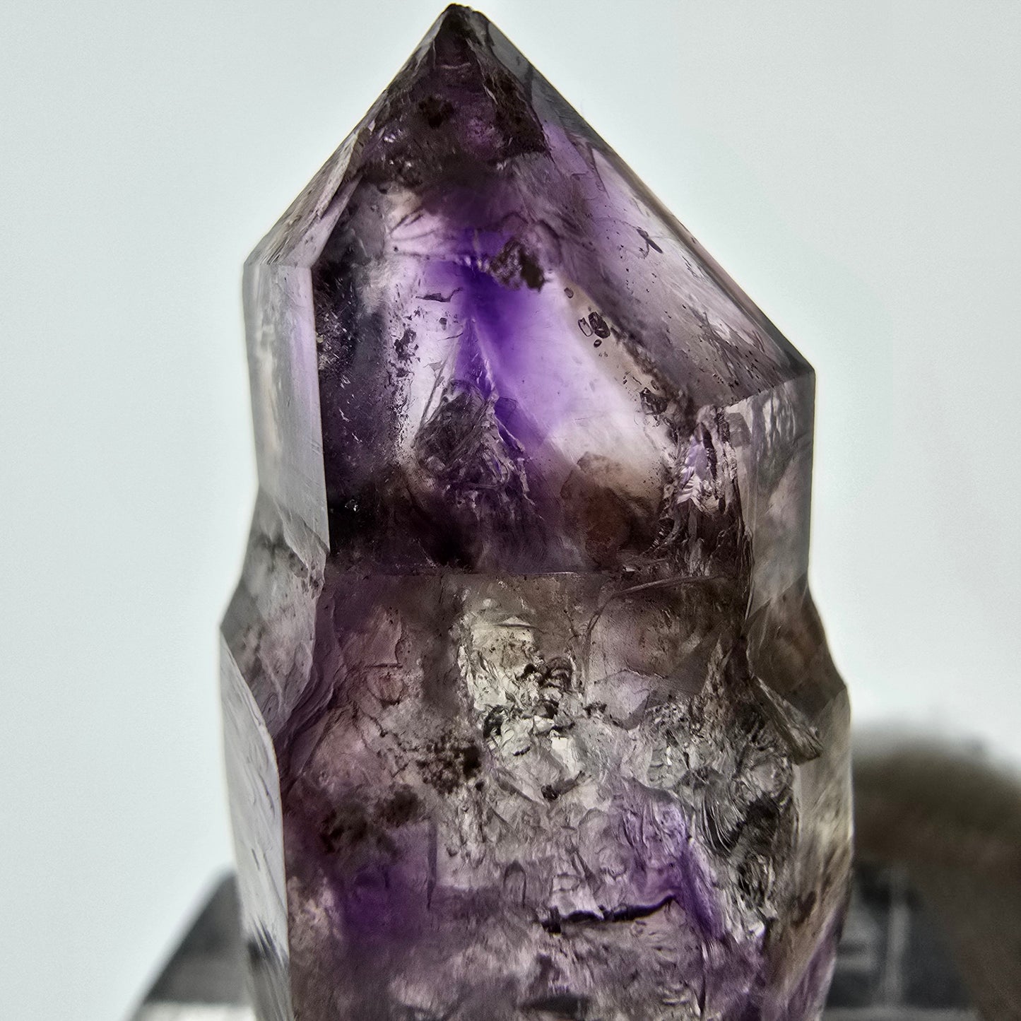 Pointe de sceptre d'améthyste fantôme Enhydro, 1x Bubble Brandberg, Namibie 32 x 17 x 14 mm